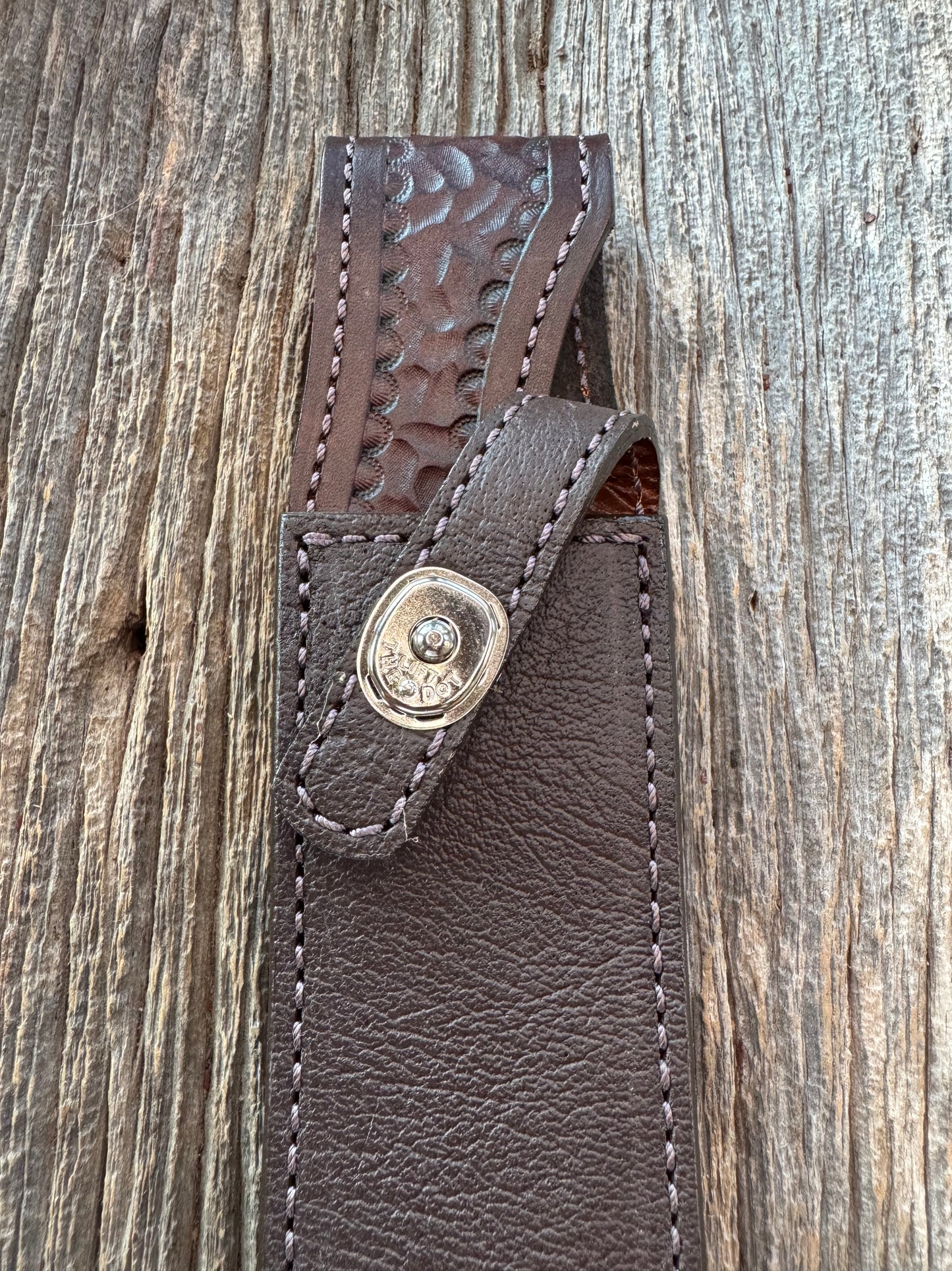 Randall Model 1-8 Sheath in Exotic Cape Buffalo in Dark Brown Leather from Treeman.