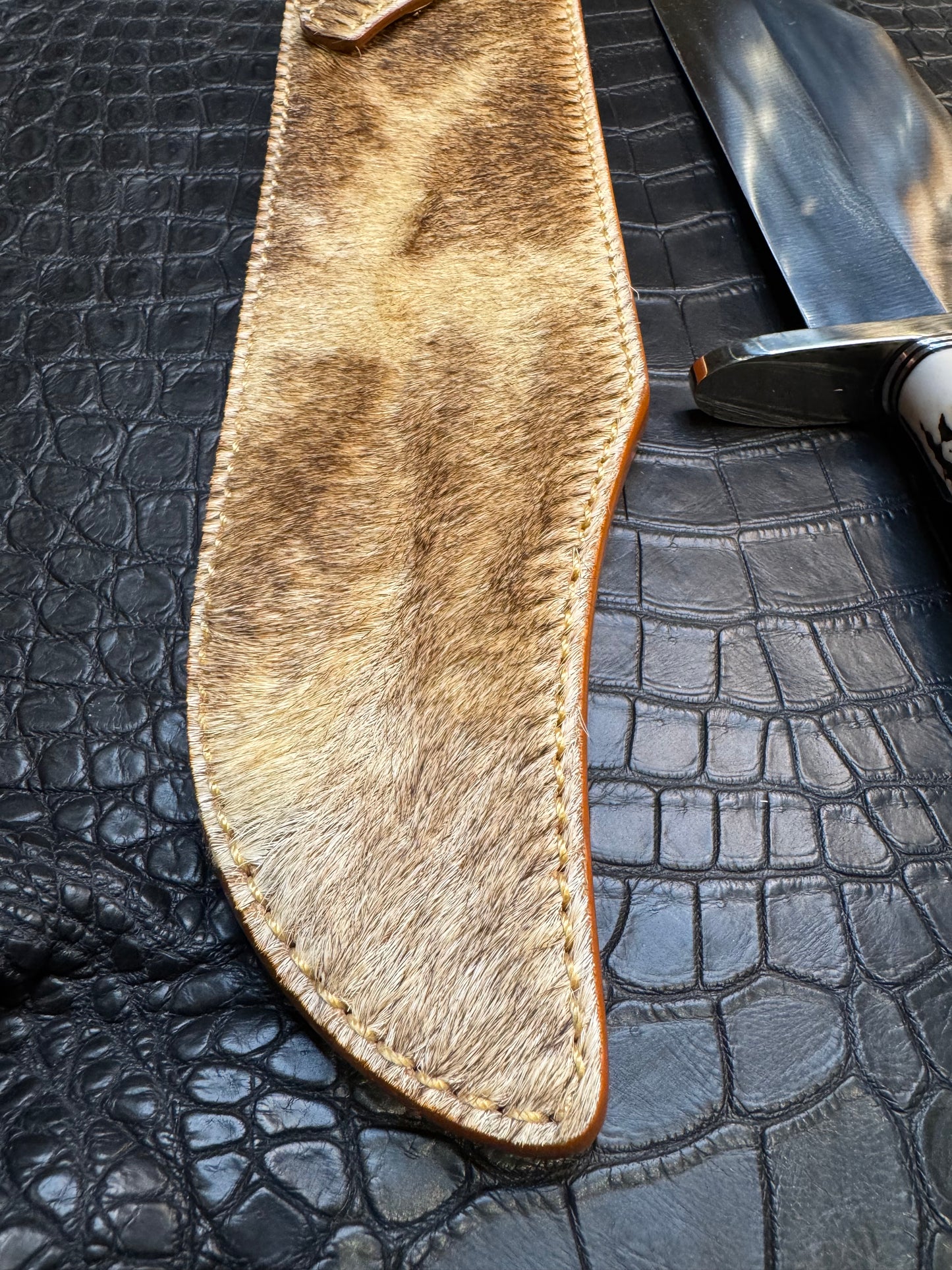 Randall Model Smithsonian “Smitty”Sheath in Exotic Giraffe Hide from Treeman. Sheath only