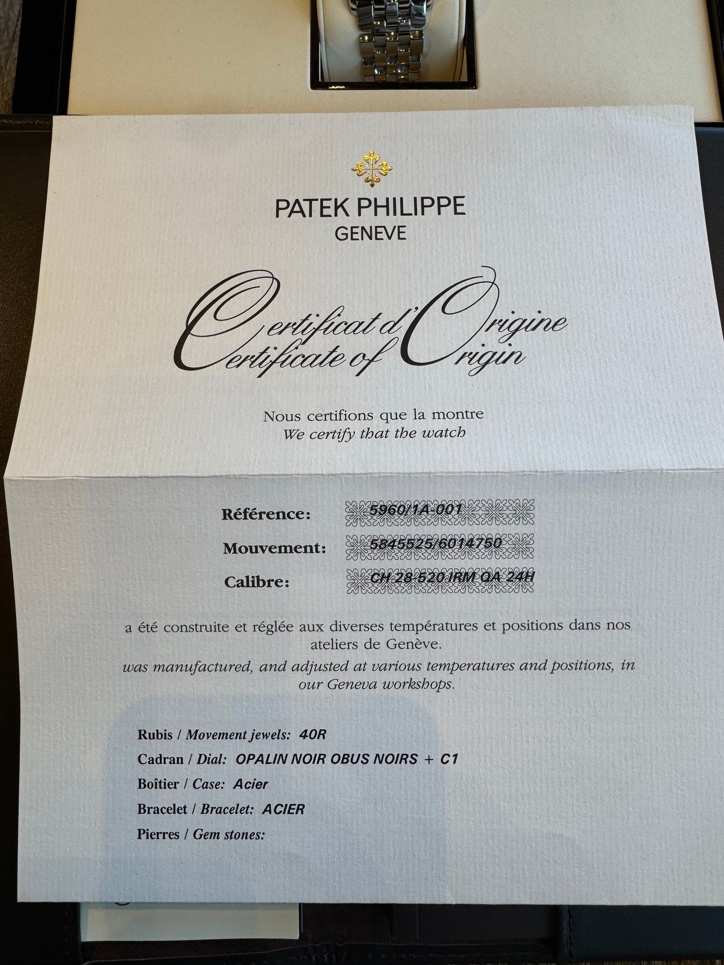 Patek Philippe Annual Calendar Chronograph. Model 5960/1A-001 White Dial and Stainless Steel.