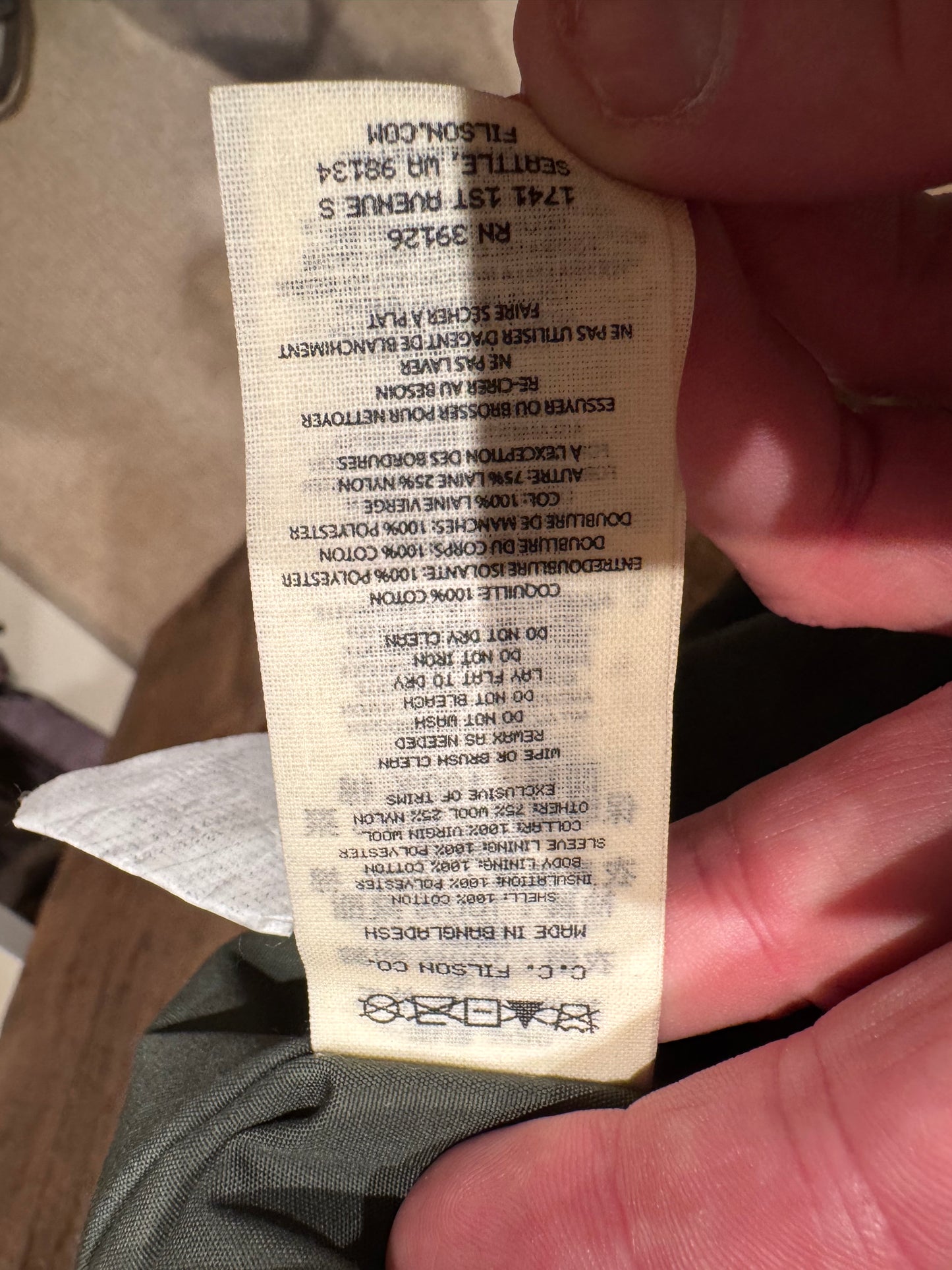 NWT FILSON TIN CLOTH INSULATED PACKER COAT DARK TAN Medium NWT 20263400
