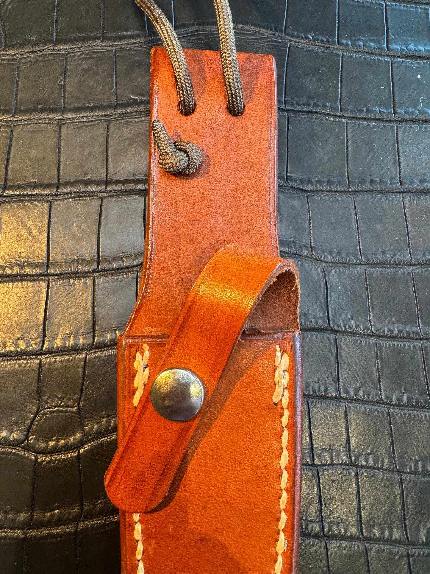 Randall Model 2-4 Sheath in Tan Leather made by Johnson Sheaths in the 90’s for Randall Knives.