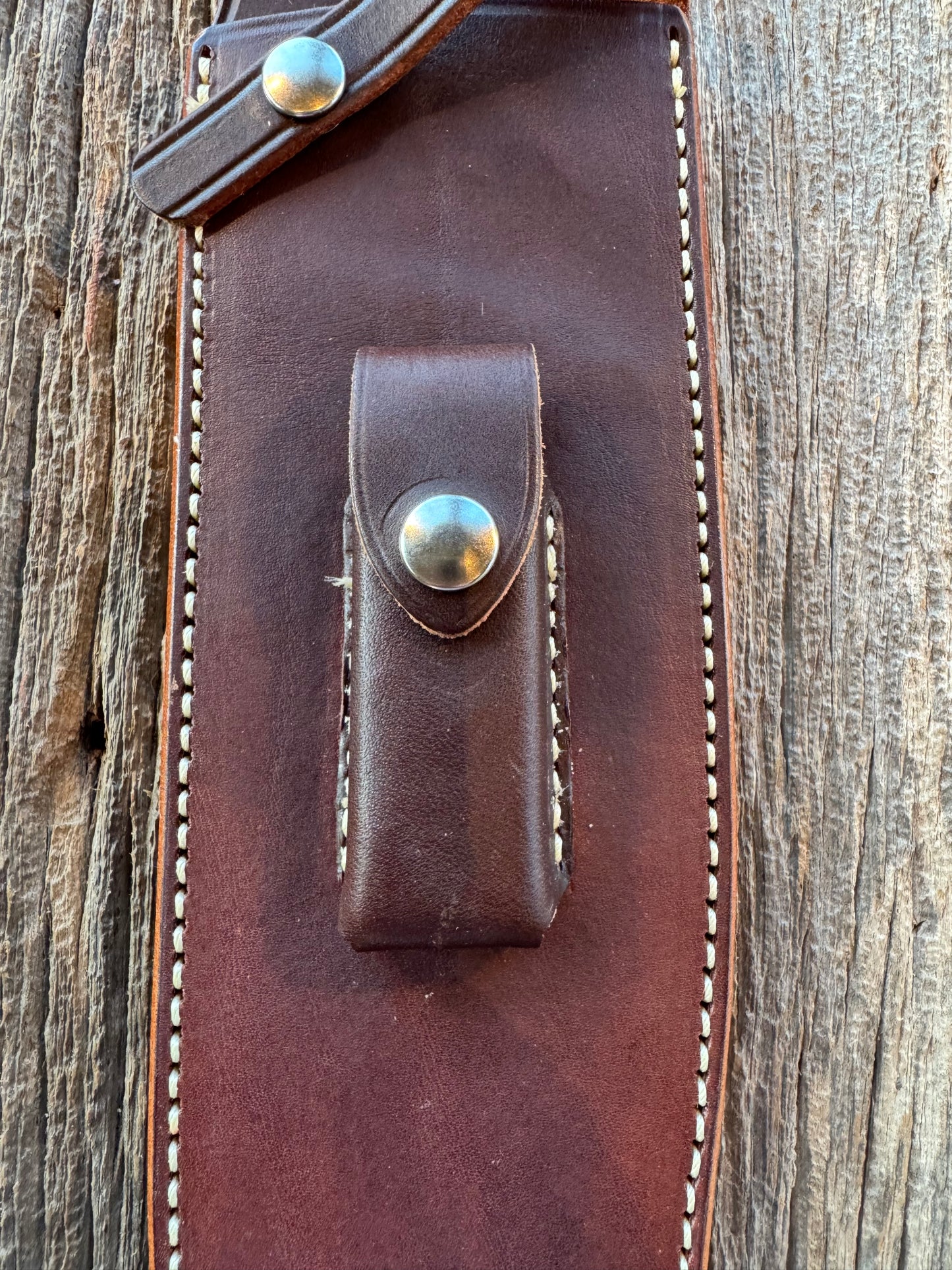 New Randall Sullivans by Gutcher Leather Knife Sheath for a Dealer Special Model 12-11C Large Sasquatch with Sharpening Stone.
