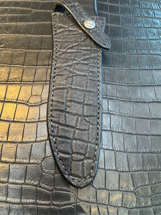 New Randall Model 1-7 or 2-7 Sheath in Exotic Black Elephant Custom Made at Sullivan’s by Gutcher.