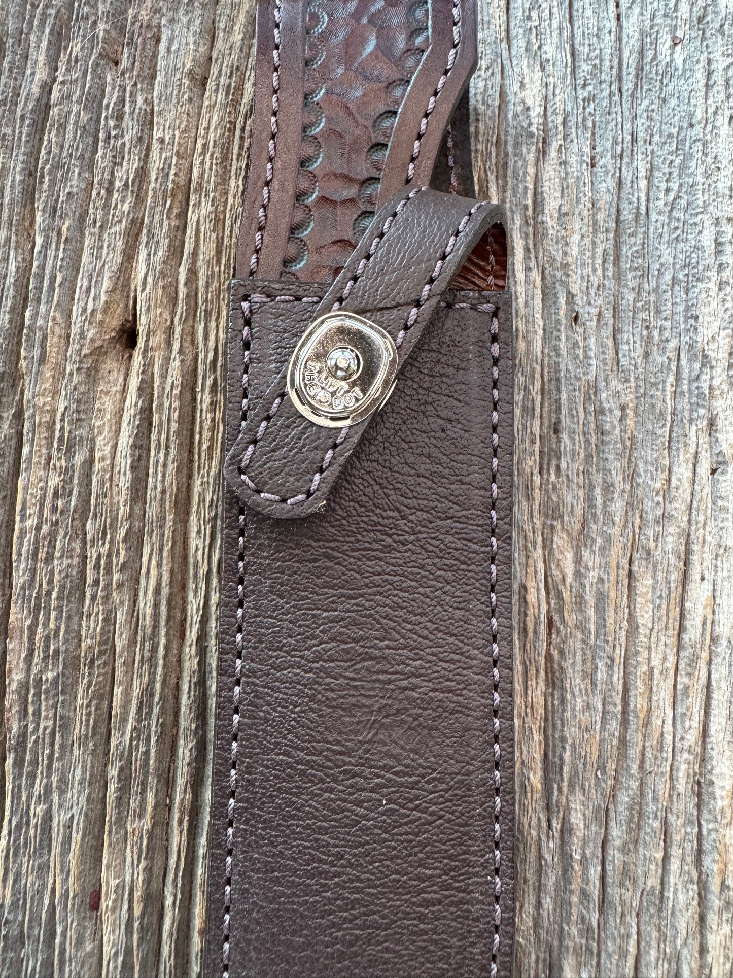 Randall Model 1-8 Sheath in Exotic Cape Buffalo in Dark Brown Leather from Treeman.