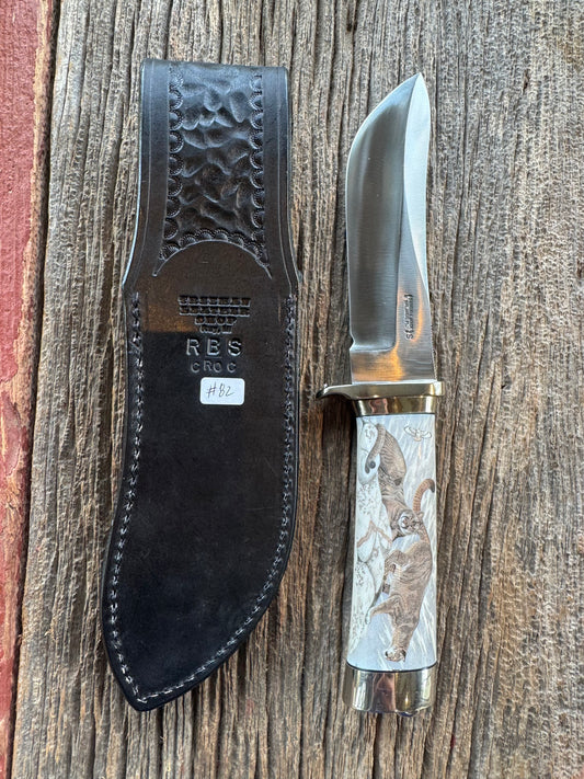 Very Rare Randall Rick Bowles RBS Full Elephant Ivory and Full Scrim by Rick Bowles. Nickel Silver Single Hilt and butt cap, Nickel silver collar. SS Stunning and rare.