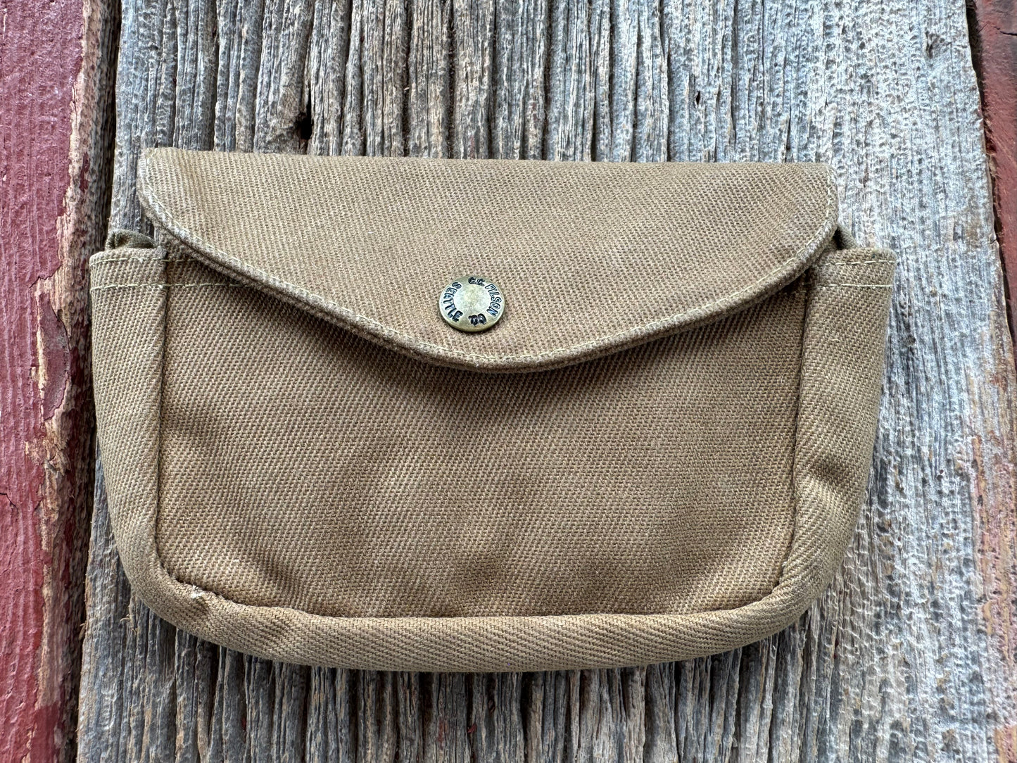 Rare Filson heavy Twill Cloth Belt Pouch| Choke Tube case| Shotgun shell case| Made in the USA|discontinued| Dark Tan
