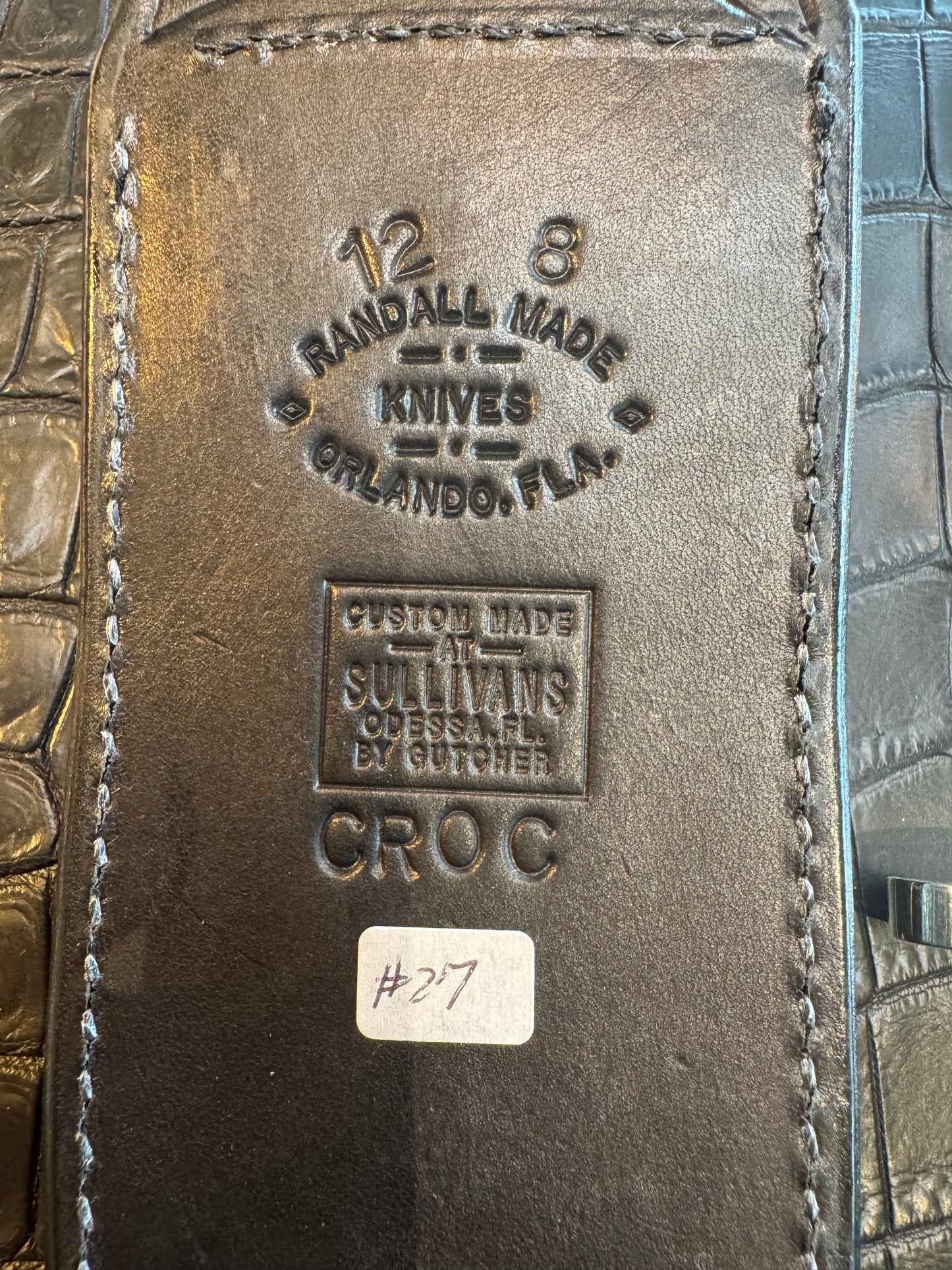 Randall Model 12-8 “Big Bear” Exotic Black Crocodile Sheath from Sullivans by Gutcher