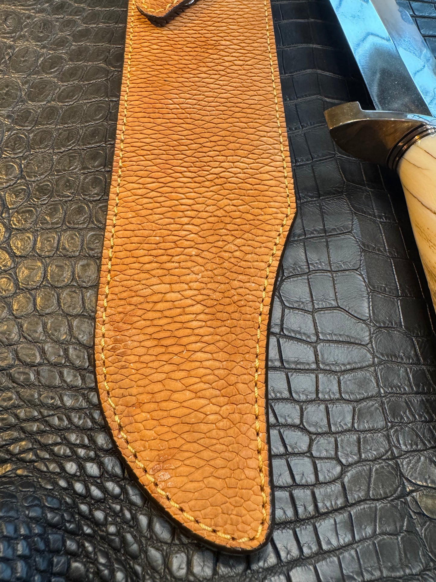 Randall Model Smithsonian “Smitty” Sheath Lugged Hilt in Exotic Beaver Tail by Treeman. (Sheath only)