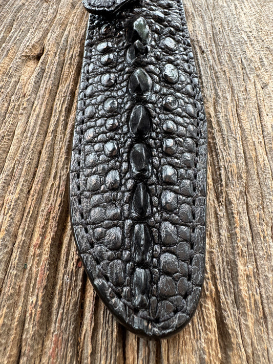 Randall Model 16-7 SP1 Sheath in Exotic Black Snapping Turtle by Treeman. Spiked Dragon tail portion of the turtle.