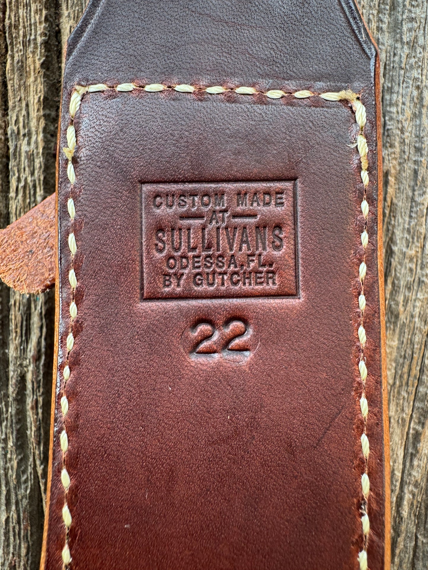 New Randall Sullivans by Gutcher Leather Knife Sheath Model 22 with sharpening stone.