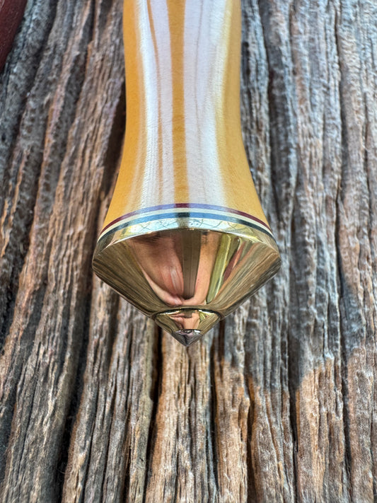 Randall Model 2-5 in Yellow Westinghouse Micarta, Johnson Roughback Sheath.