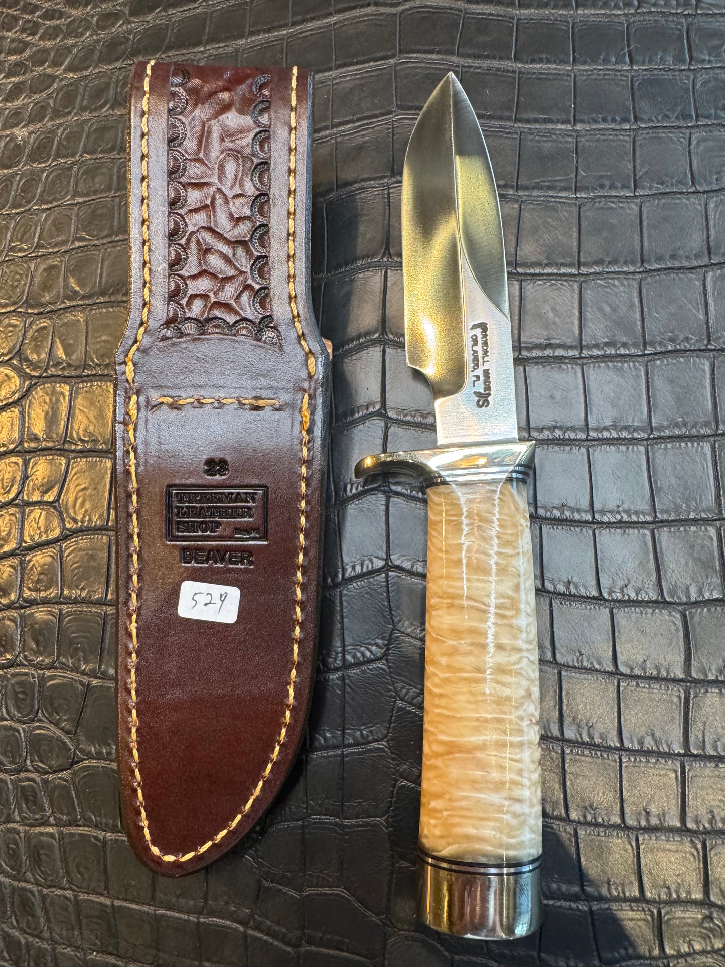 Randall Model 23 Sheath Straight Hilt in Exotic Beaver Tail by Treeman. (Sheath only)
