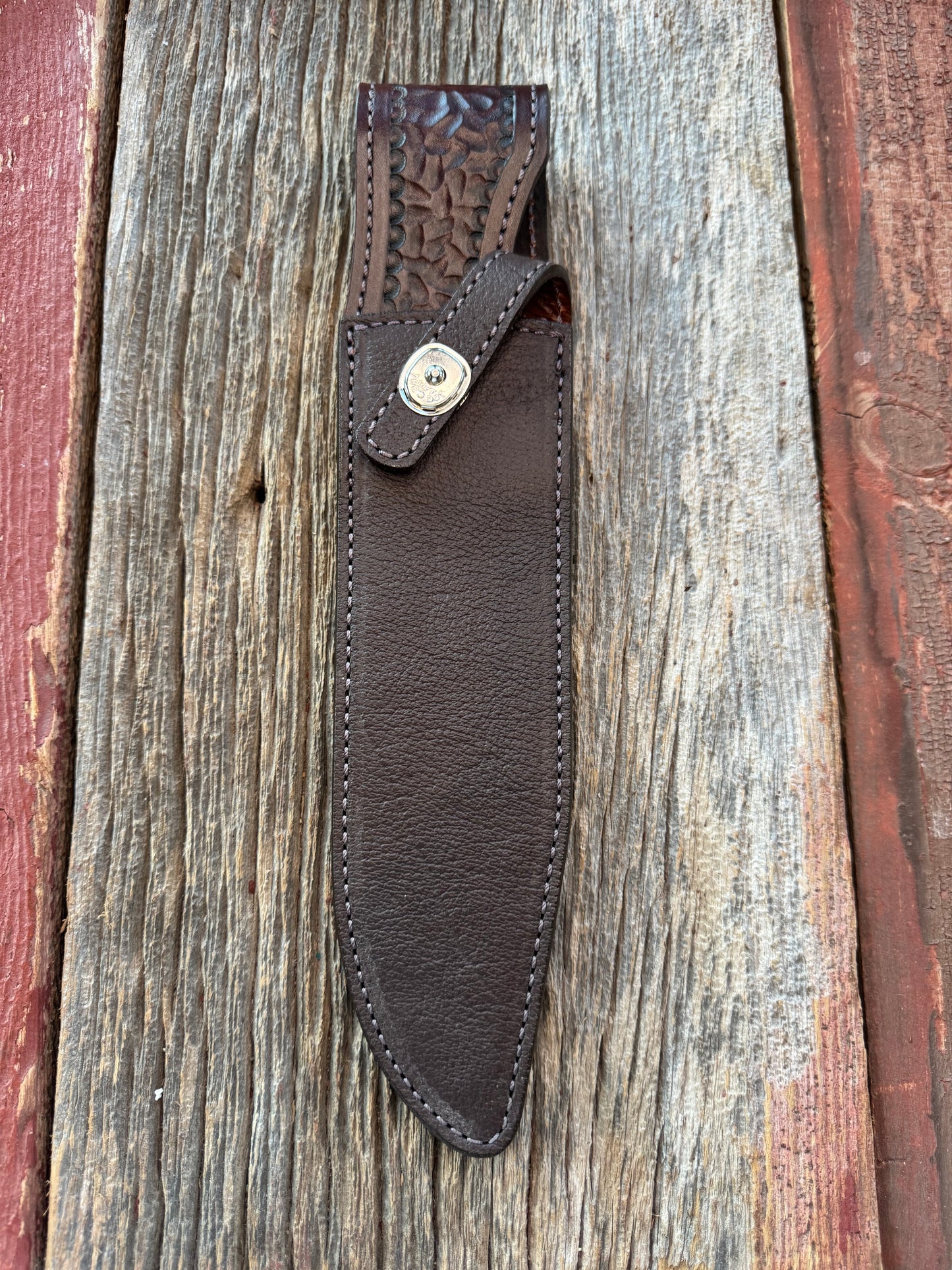 Randall Model 12-9 Sheath in Exotic Cape Buffalo in Dark Brown Leather from Treeman.