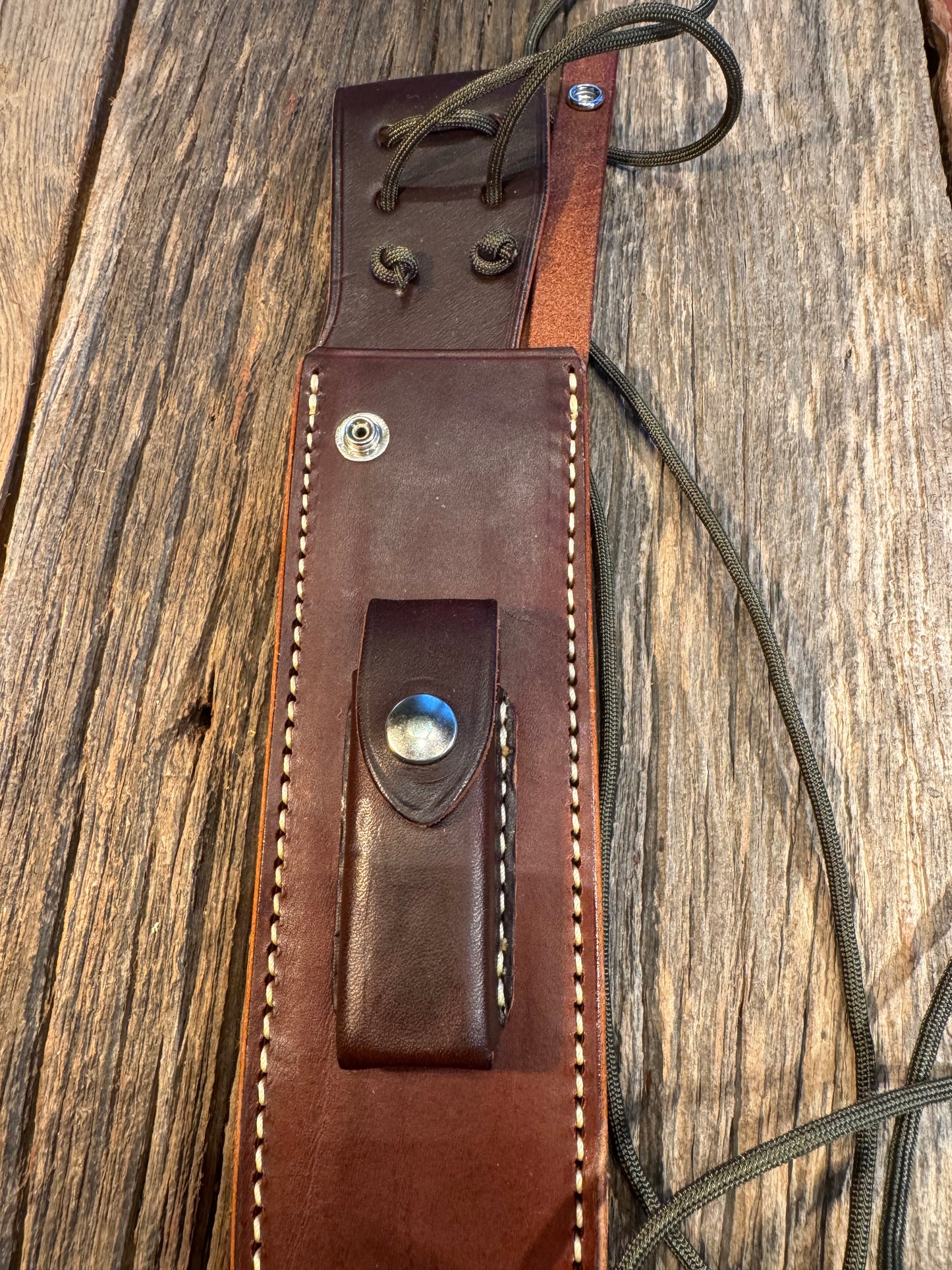 New Randall Sullivans by Gutcher Leather Knife Sheath Model 12-9/14 grind with Sharpening Stone.