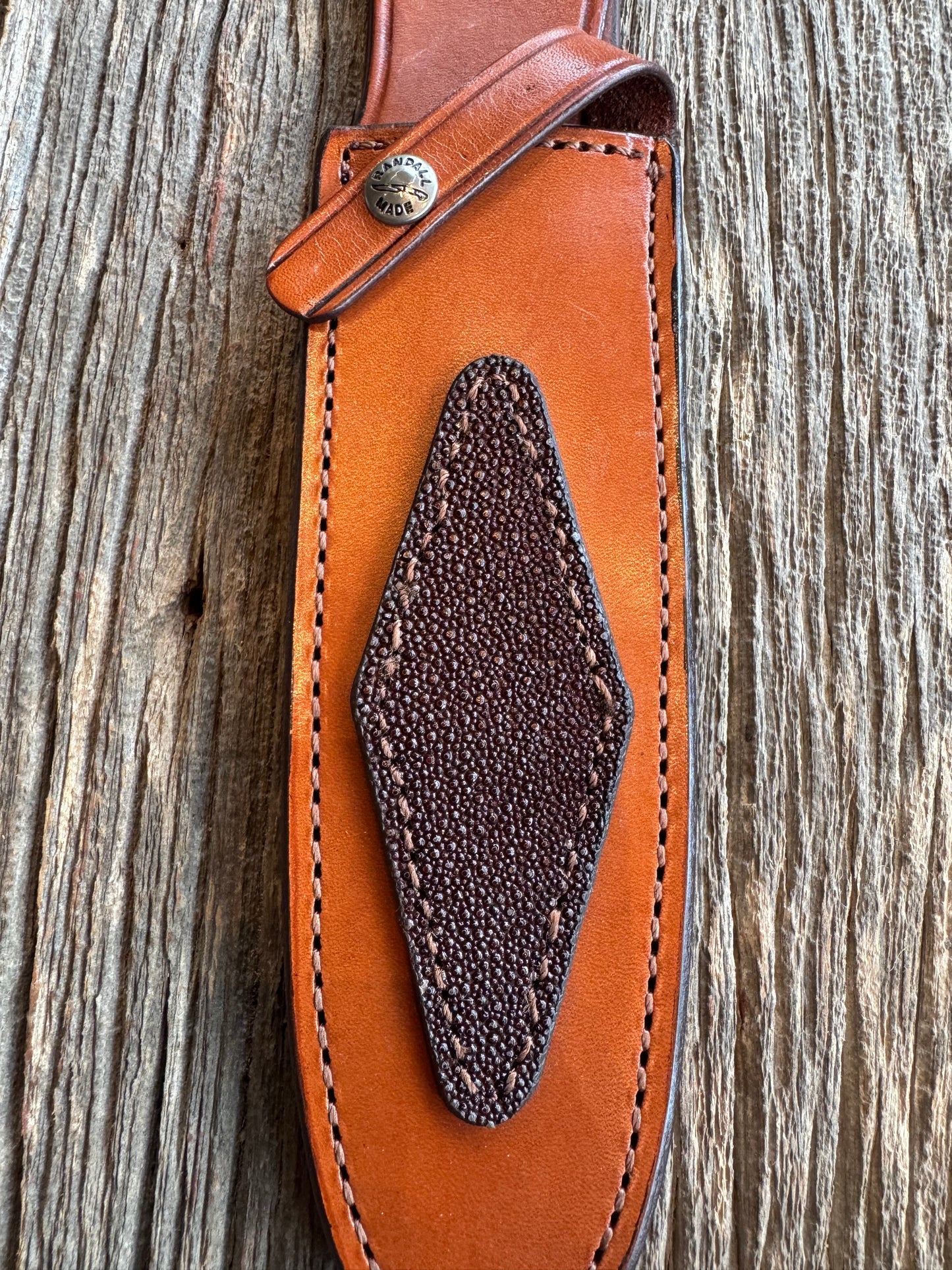 Rare Randall Model 14 Exotic Leather Sheath with a Stingray insert from Sullivans by Gutcher.