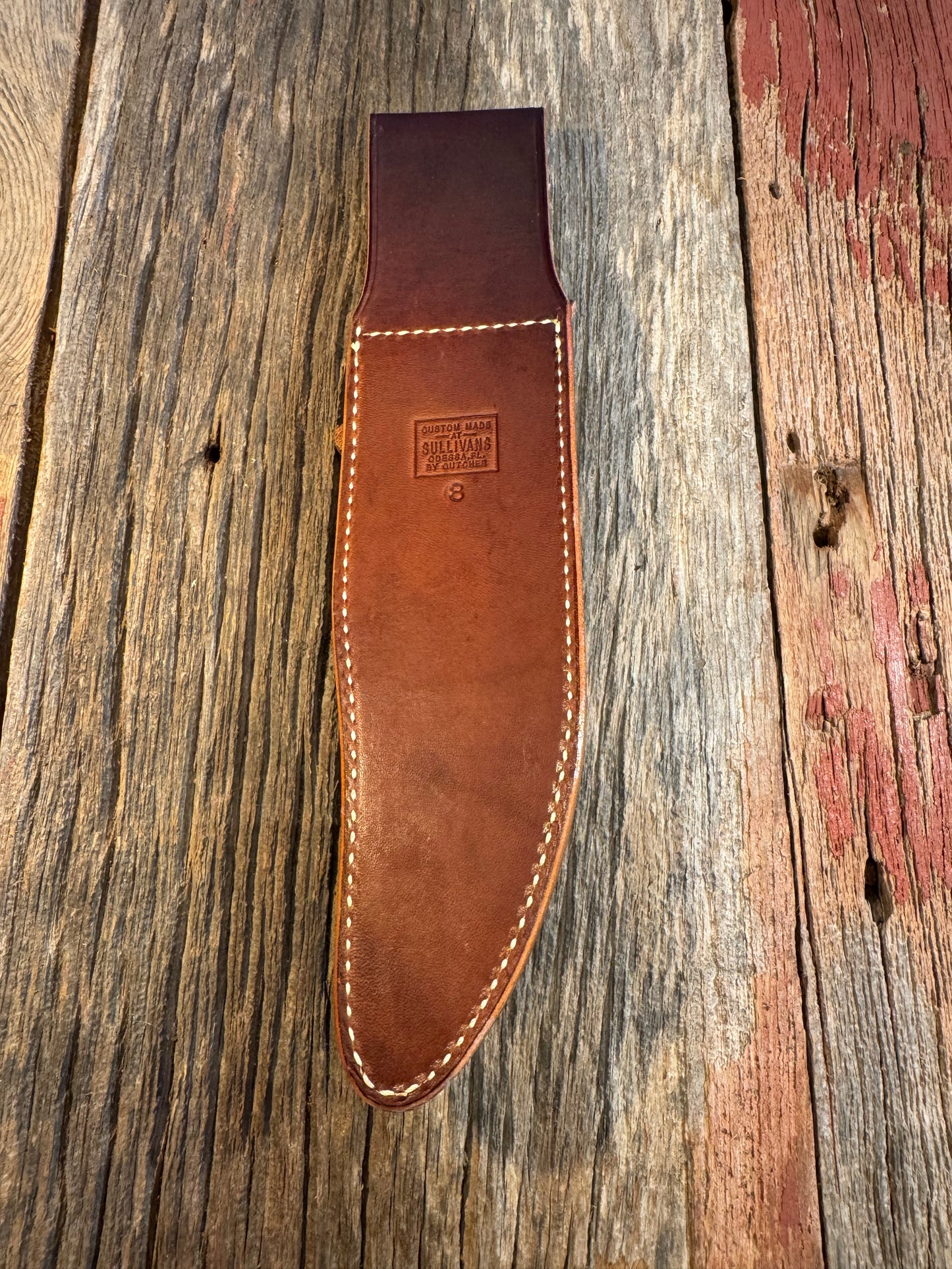 New Randall Sullivans by Gutcher Leather Knife Sheath Model 12-8 Big Bear with Sharpening Stone.