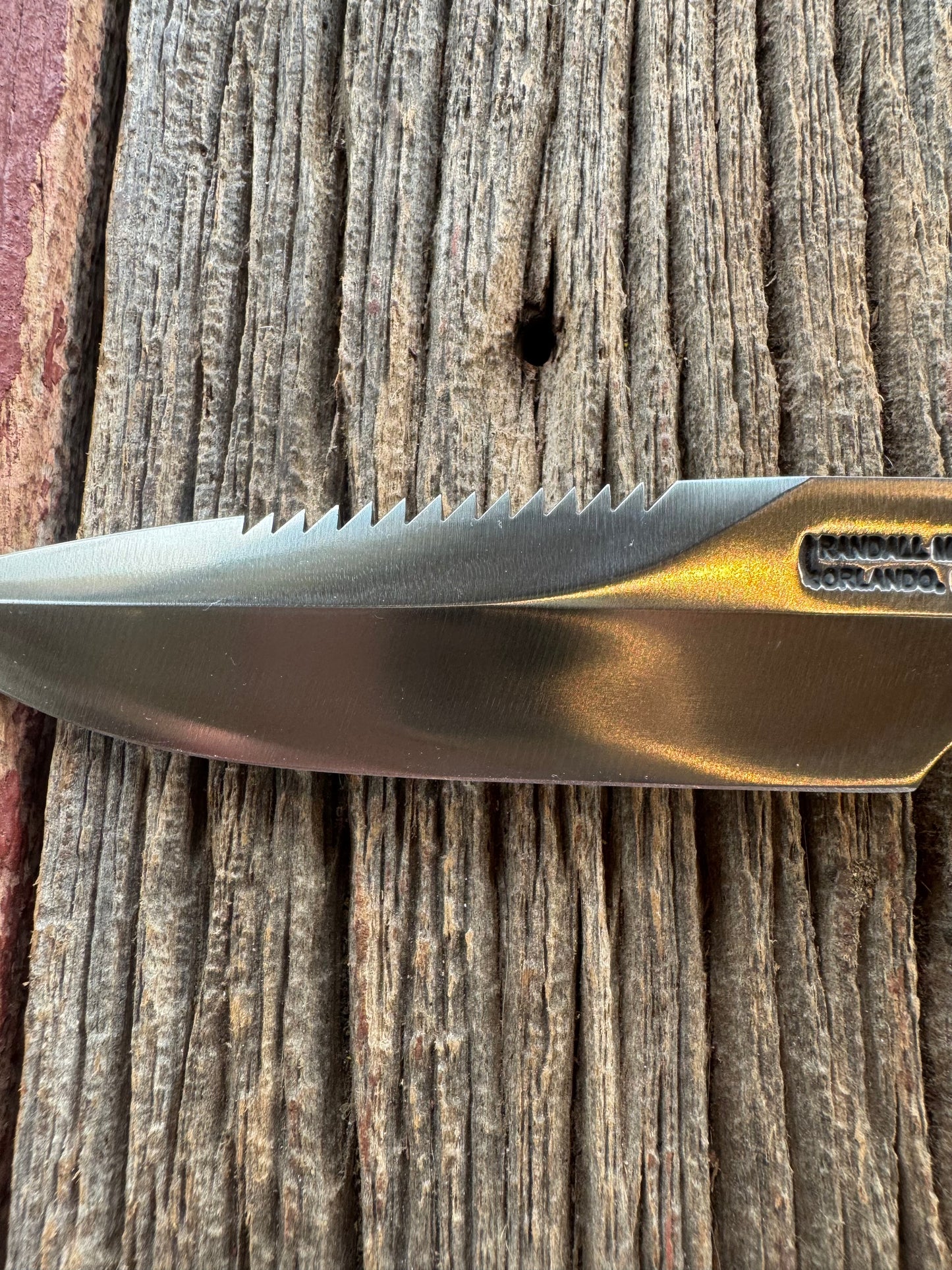 Rare Randall Model Combat Companion in Beautiful Spiraled Narwal, Nickel Silver Hilt and butt cap, black and silver spacers. SS Stunning and rare.