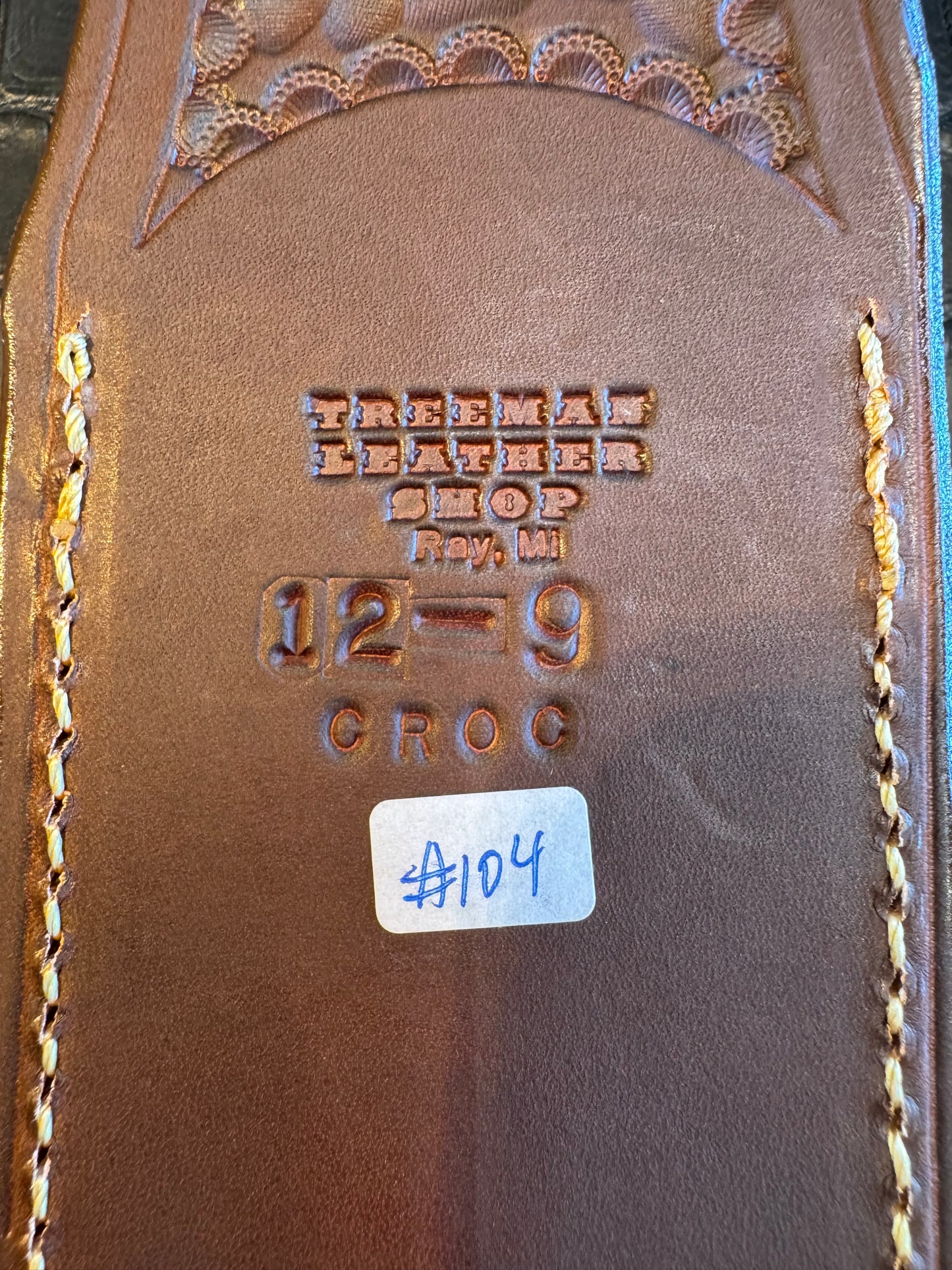 Randall Model 12-9/14 Grind Sheath in Exotic Brown Crocodile by Treeman. (Sheath only)