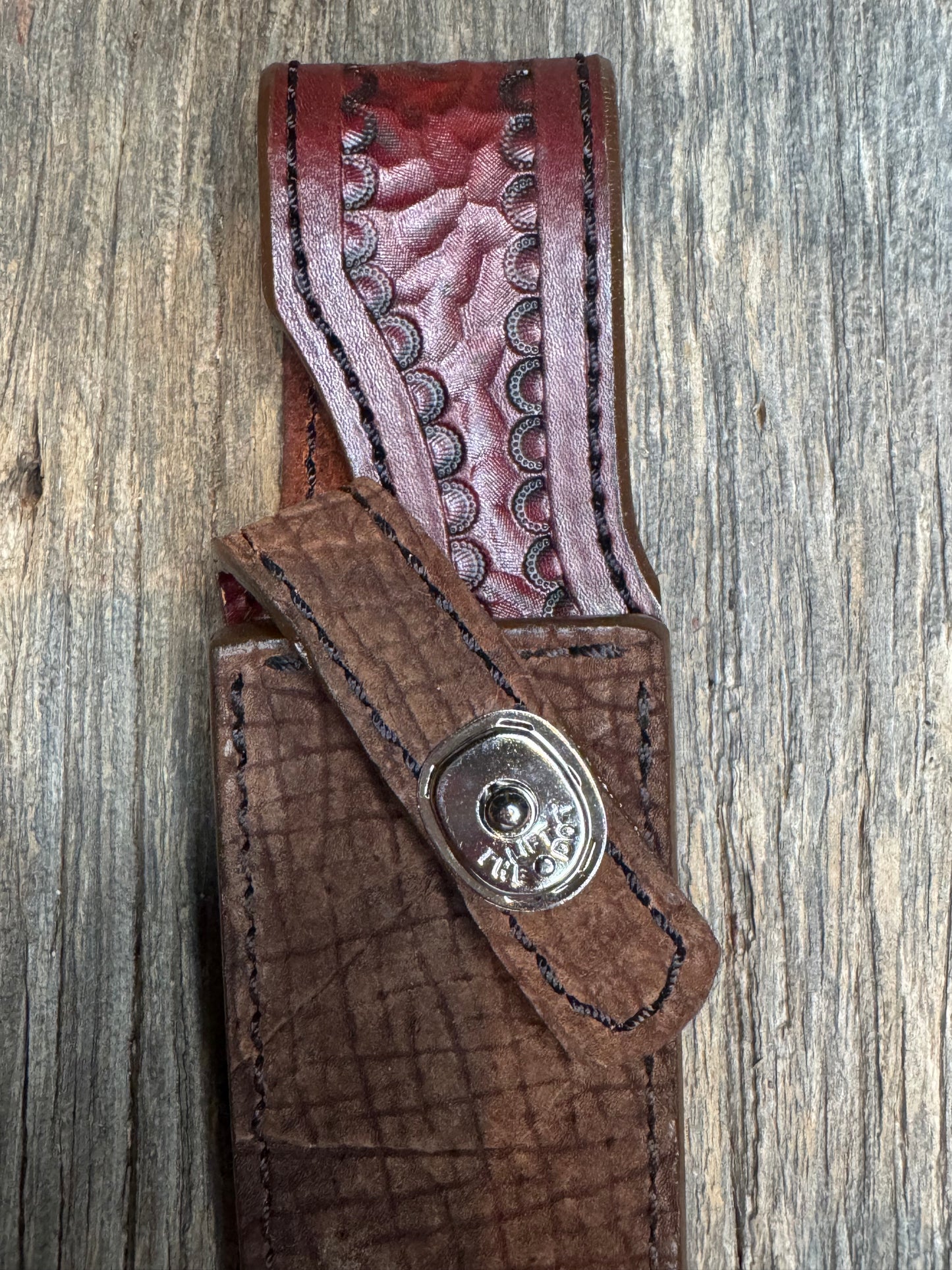Randall Model 23 Sheath in Exotic Chocolate Hippo from Treeman.