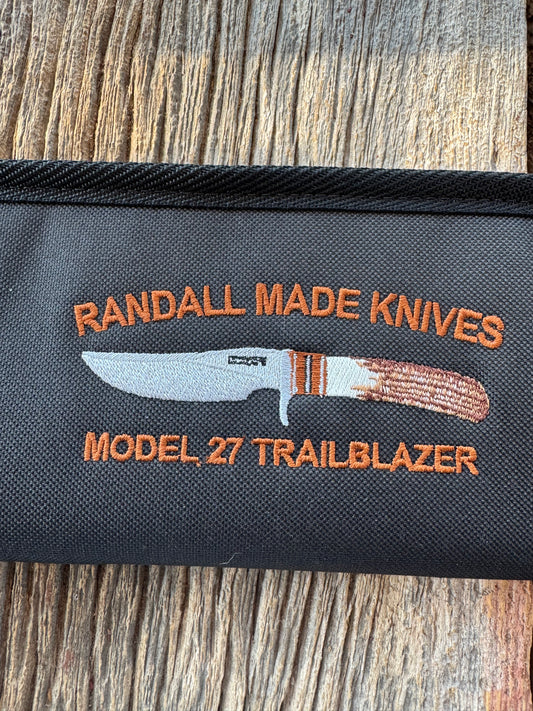 New Robbins Custom Knife case Randall Model 27 TrailBlazer Silk threading 14 inch velvet interior usable case
