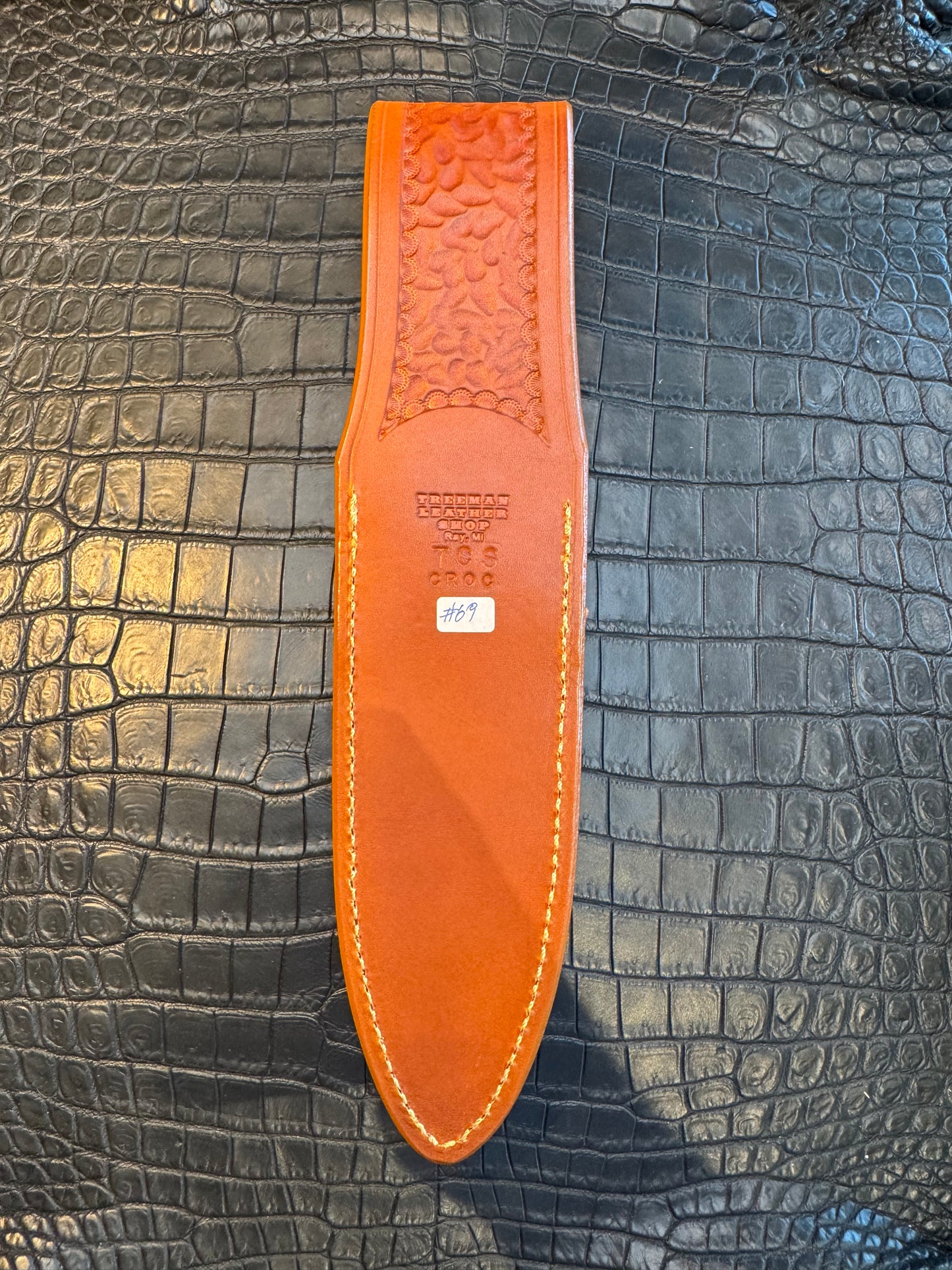 Randall Model Clinton Special TC Exotic Sheath in Ivory Crocodile by Treeman.
