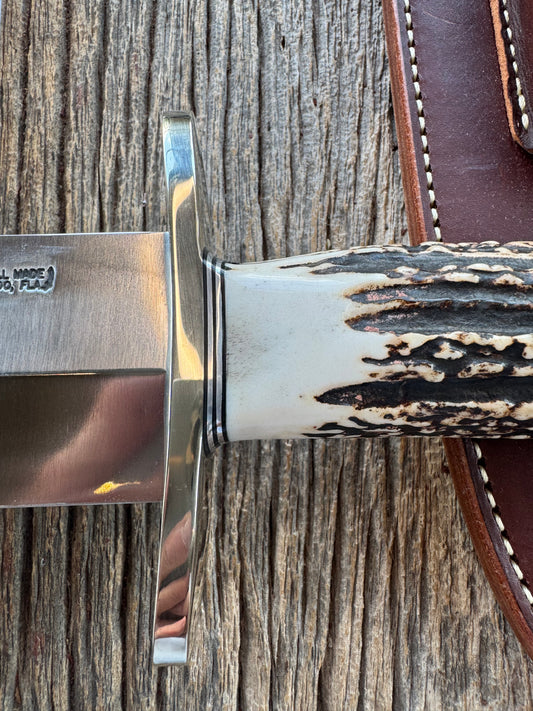 New in Paper Randall Model 12-11 Smithsonian “Smitty” in a Huge piece of Popcorn Stag. Nickel Silver Hilt and Butt cap