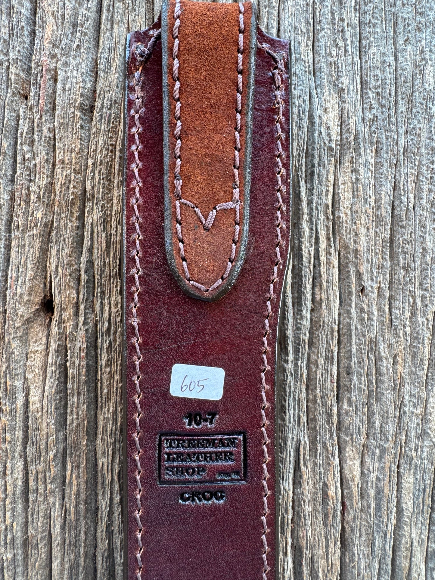 Randall Model 10-7 Fisherman Exotic Sheath in Dark Brown Hornback Crocodile by Treeman.