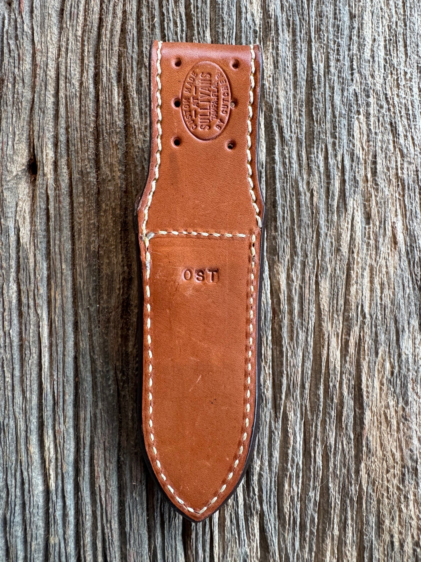 Rare Randall 4 inch sheath in Exotic Ostrich from Sullivans by Gutcher.