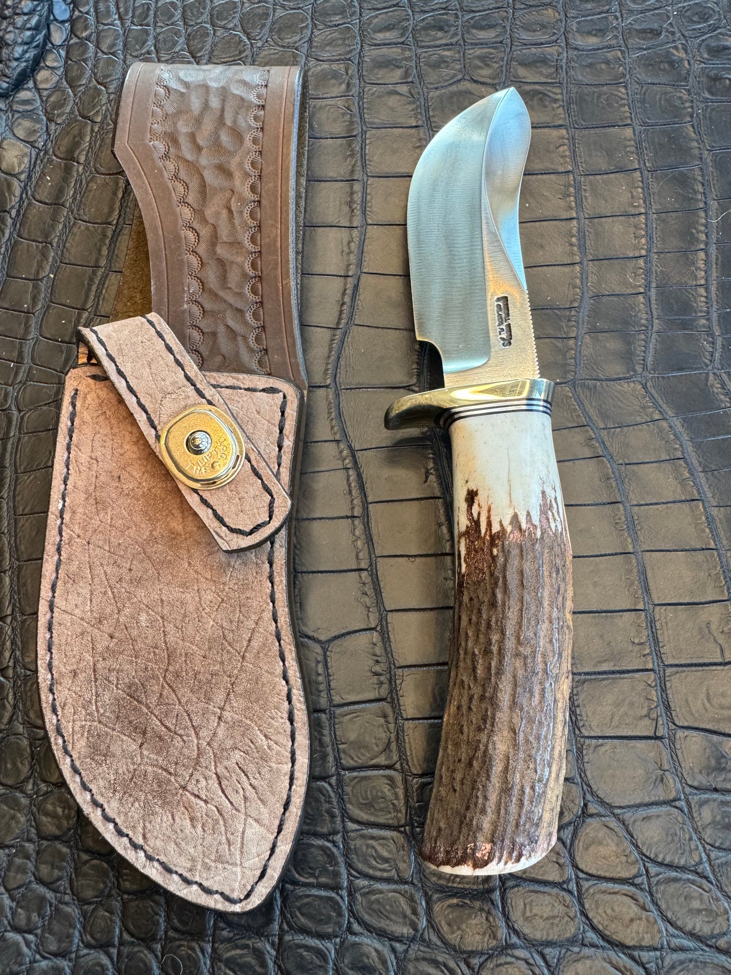 Randall Model Bowles Special Sheath in Exotic Grey Hippo Skin from Treeman. Sheath only