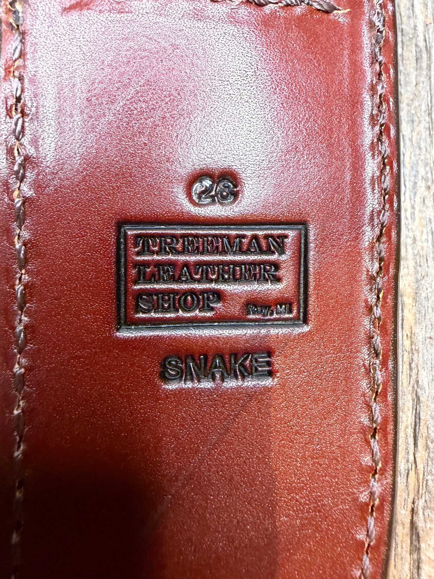 Randall Model 26 Sheath in Exotic Western Diamondback RattleSnake from Treeman Sheaths. Tremendous colors on this one.