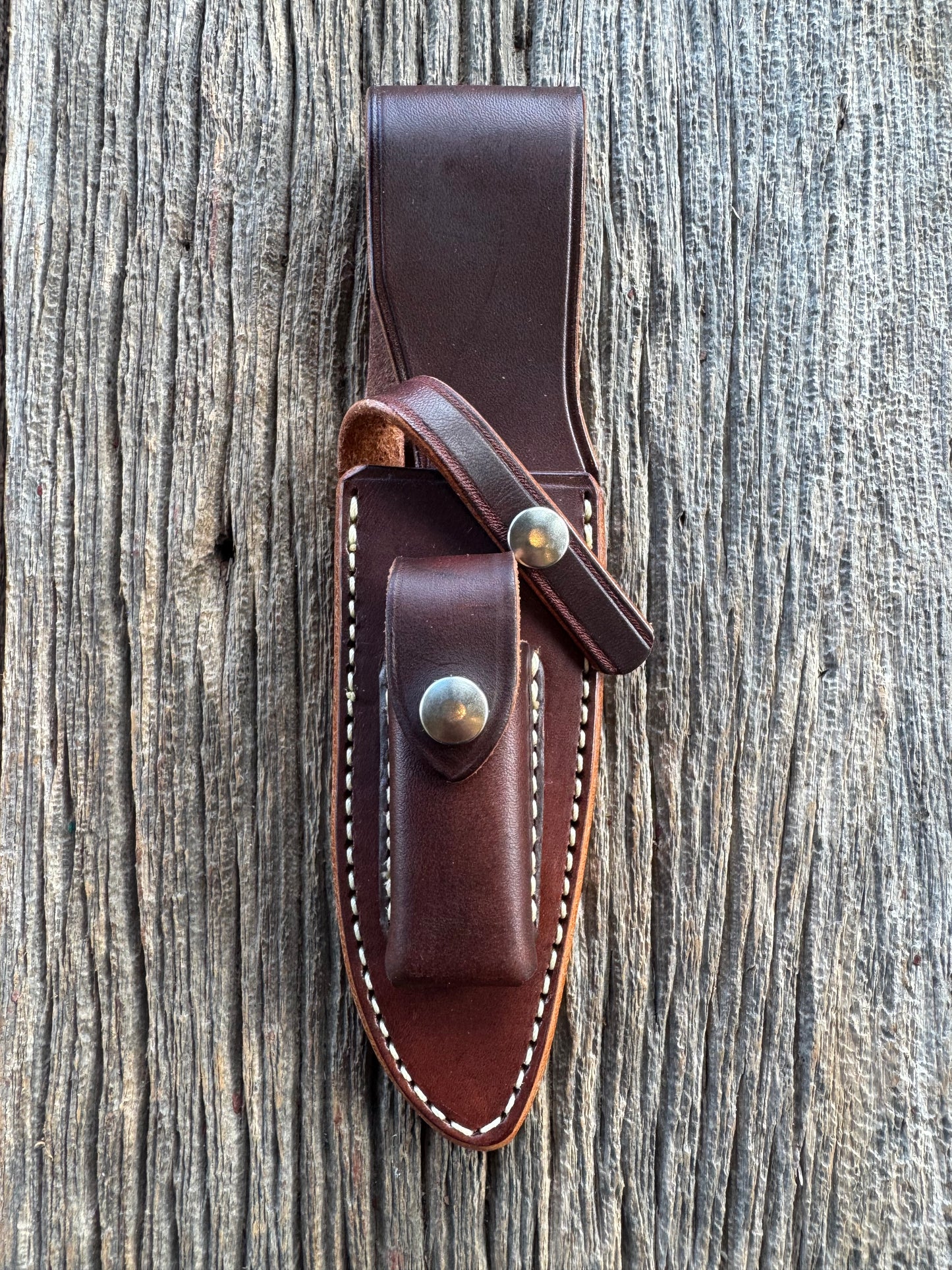 New Randall Sullivans by Gutcher Leather Knife Sheath Model 25-5 with Sharpening Stone.