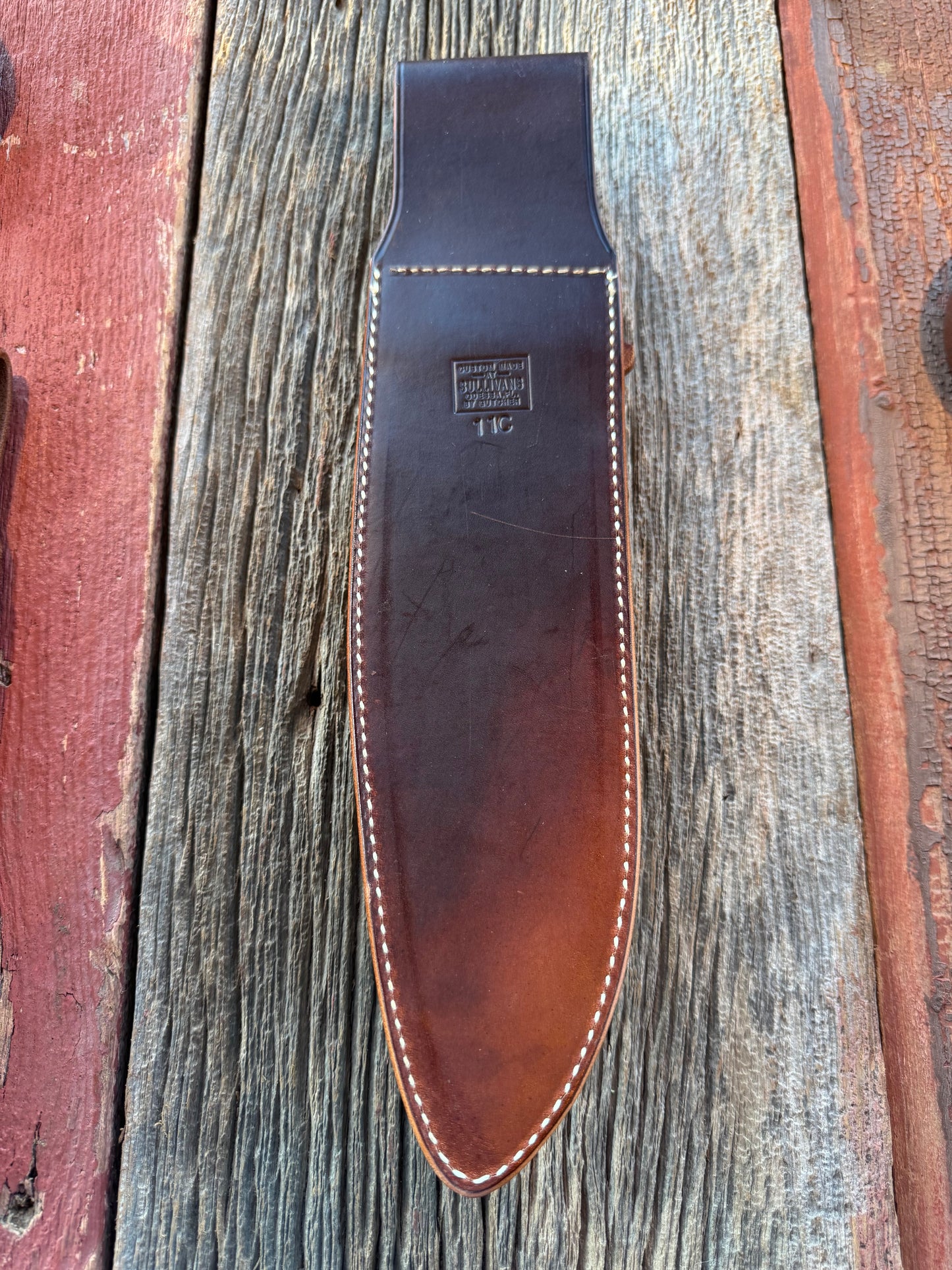 New Randall Sullivans by Gutcher Leather Knife Sheath for a Dealer Special Model 12-11C Large Sasquatch with Sharpening Stone.