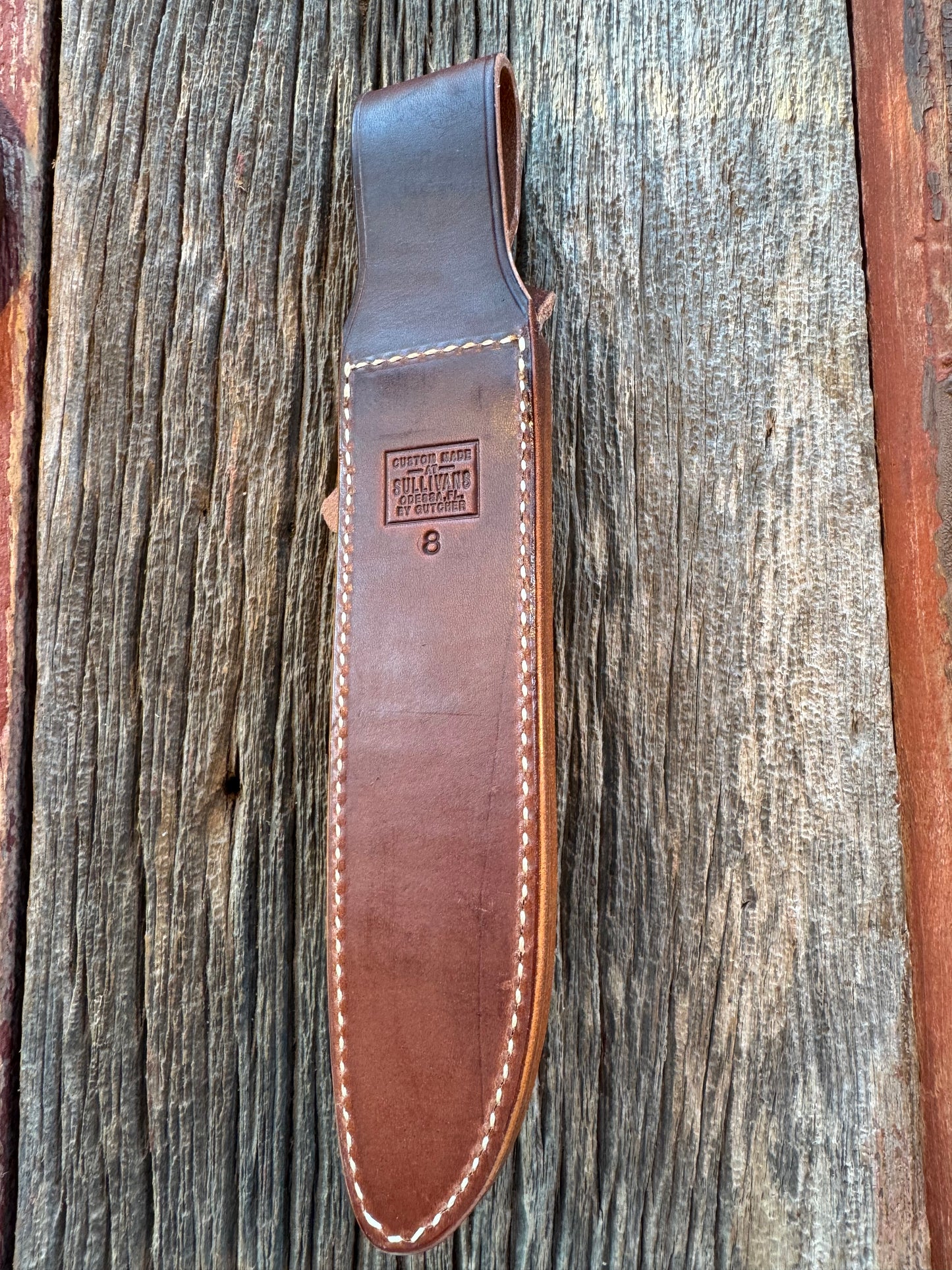 New Randall Sullivans by Gutcher Leather Knife Sheath for a Model 1-8 with Sharpening Stone.