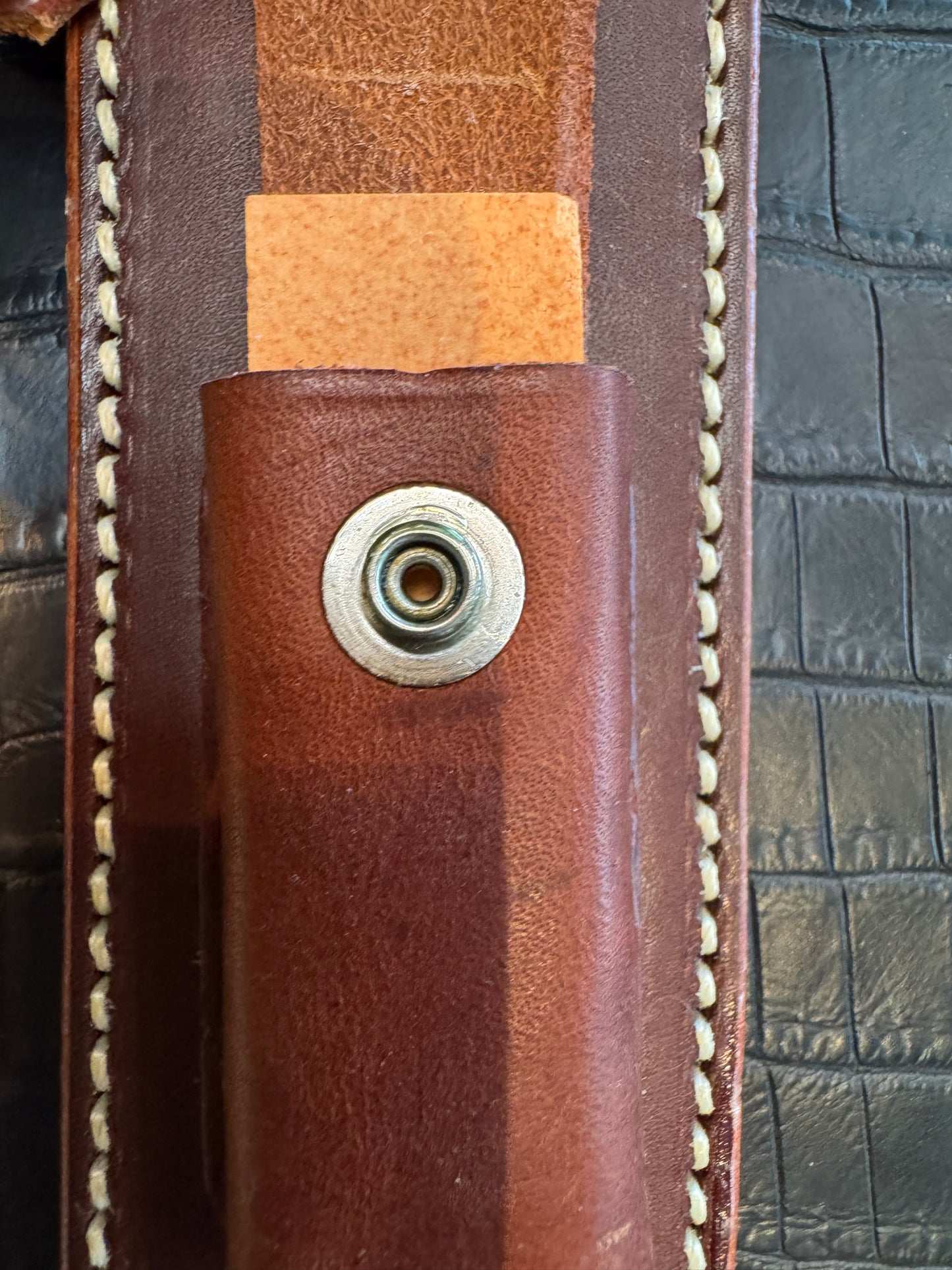 Randall Model 2-8 Sheath (with Stone) in Brown Leather made at Sullivans by Gutcher in Tampa Florida. Official sheath maker for Randall Knives.