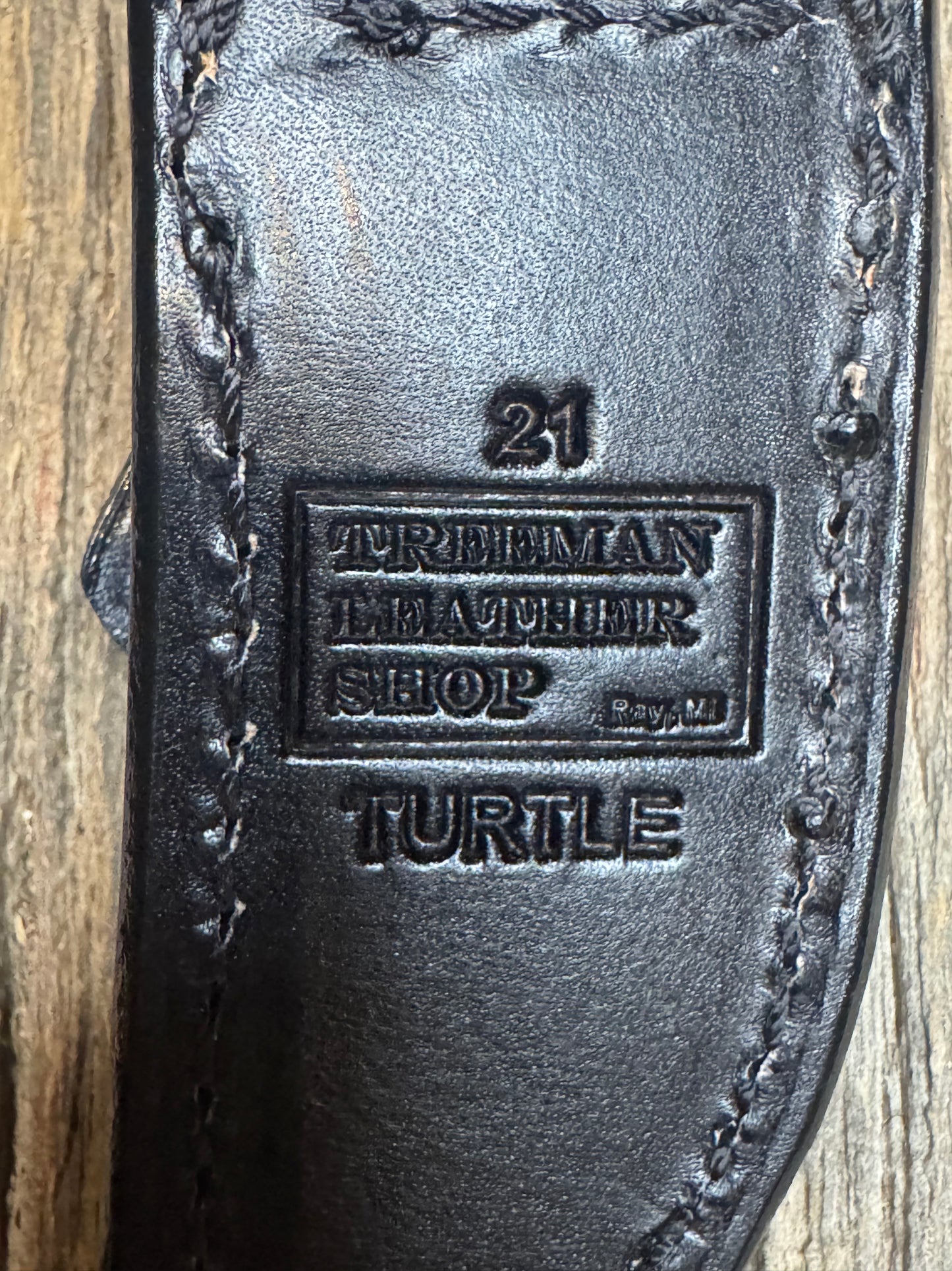 Randall Model 21 Sheath in Exotic Black Snapping Turtle ( Dragon tail) from Treeman.