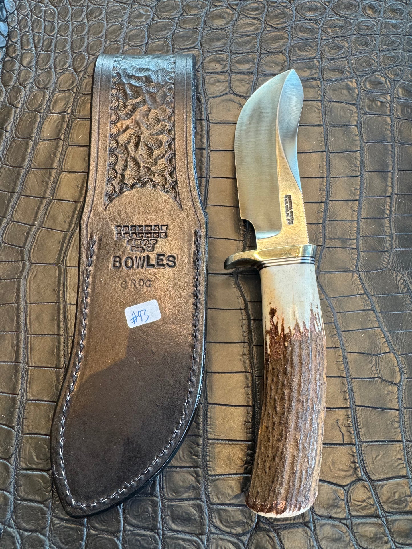 Randall Model Bowles Special Sheath in Exotic Black Crocodile Skin from Treeman. Sheath only