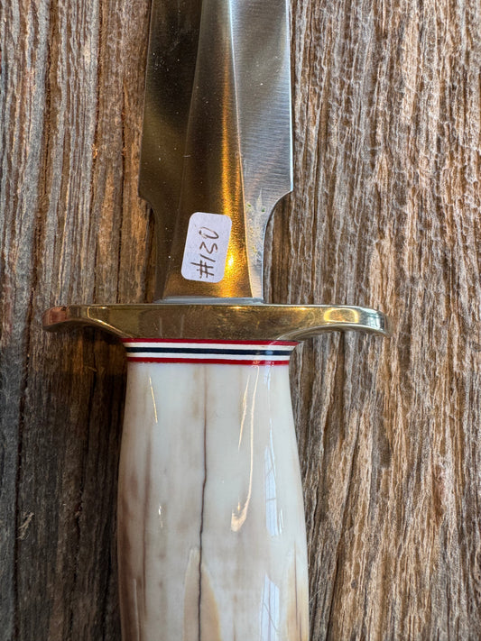 Randall Knife Model 2-6. Artifact Fossil Walrus in an Ice Ax Handle. Purchased from Rick Bowles, Stainless Steel.