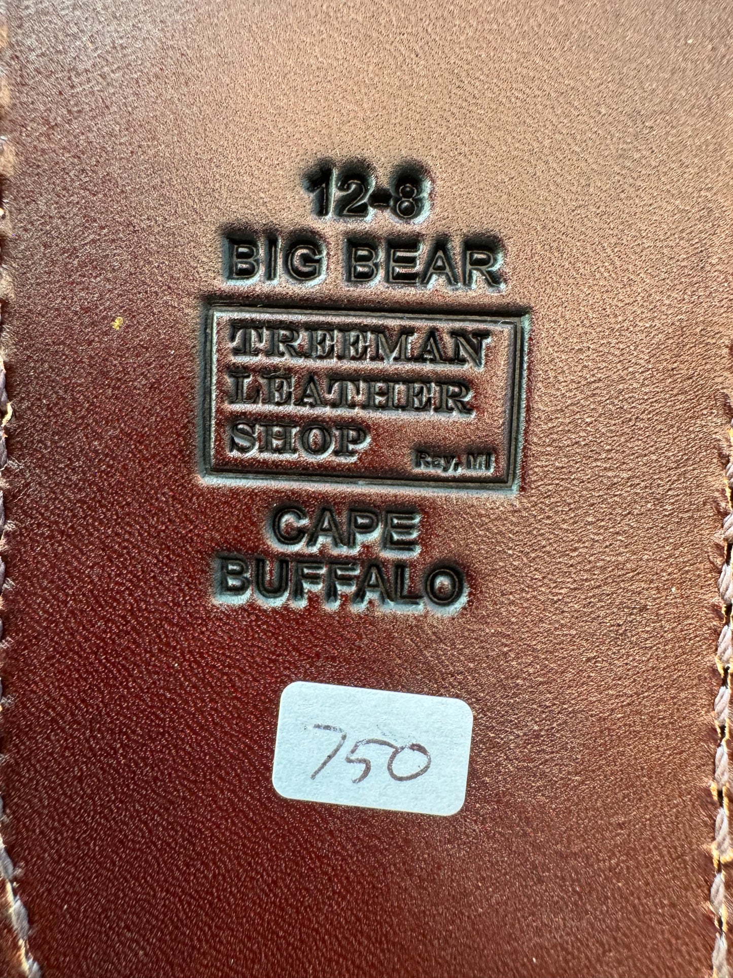 Randall Model 12-8 Big Bear Sheath in Exotic Cape Buffalo in Dark Brown Leather from Treeman.