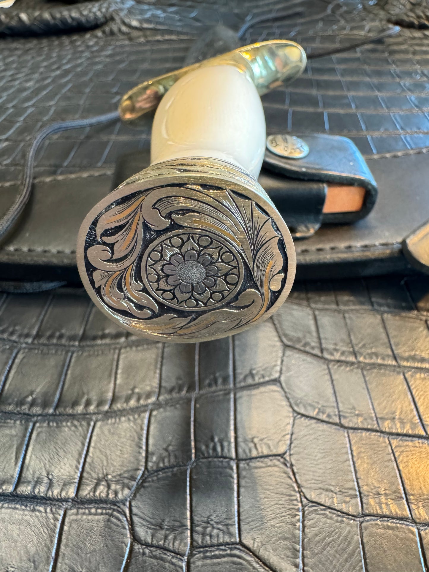 Randall Model 1-8 in Elephant Ivory, Gold and Silver Engraved, Nickel Silver Hilt and Butt cap.