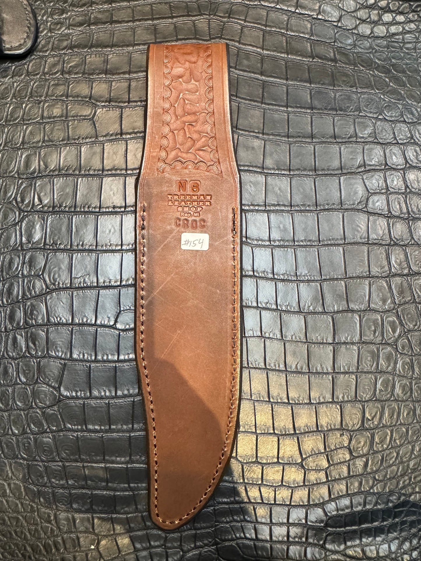 Randall Model Nordic Special Dealer Special” Exotic Sheath in Black Crocodile by Treeman.