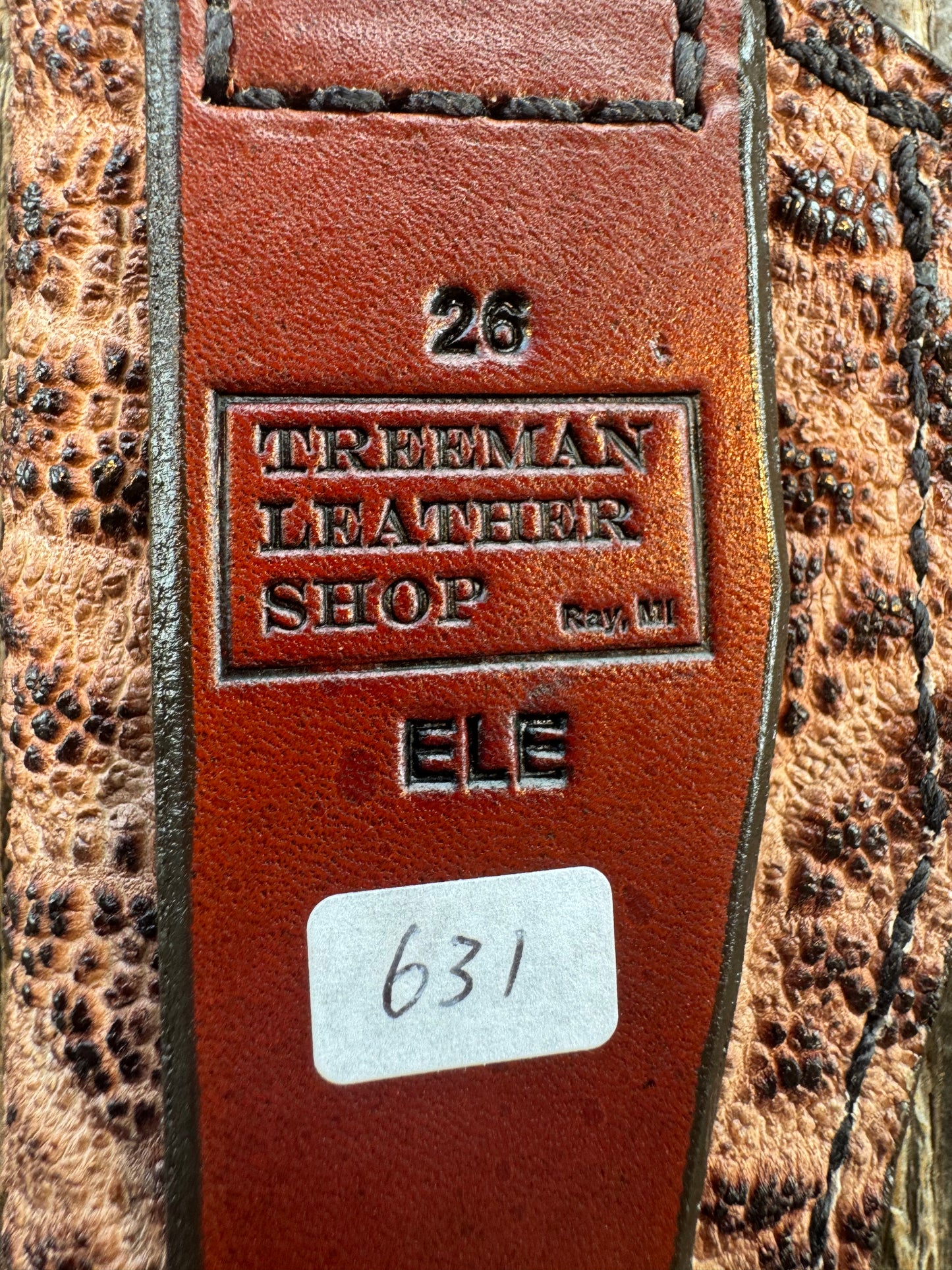 Randall Model 26 Sheath in Exotic Textured Elephant Throat style from Treeman.