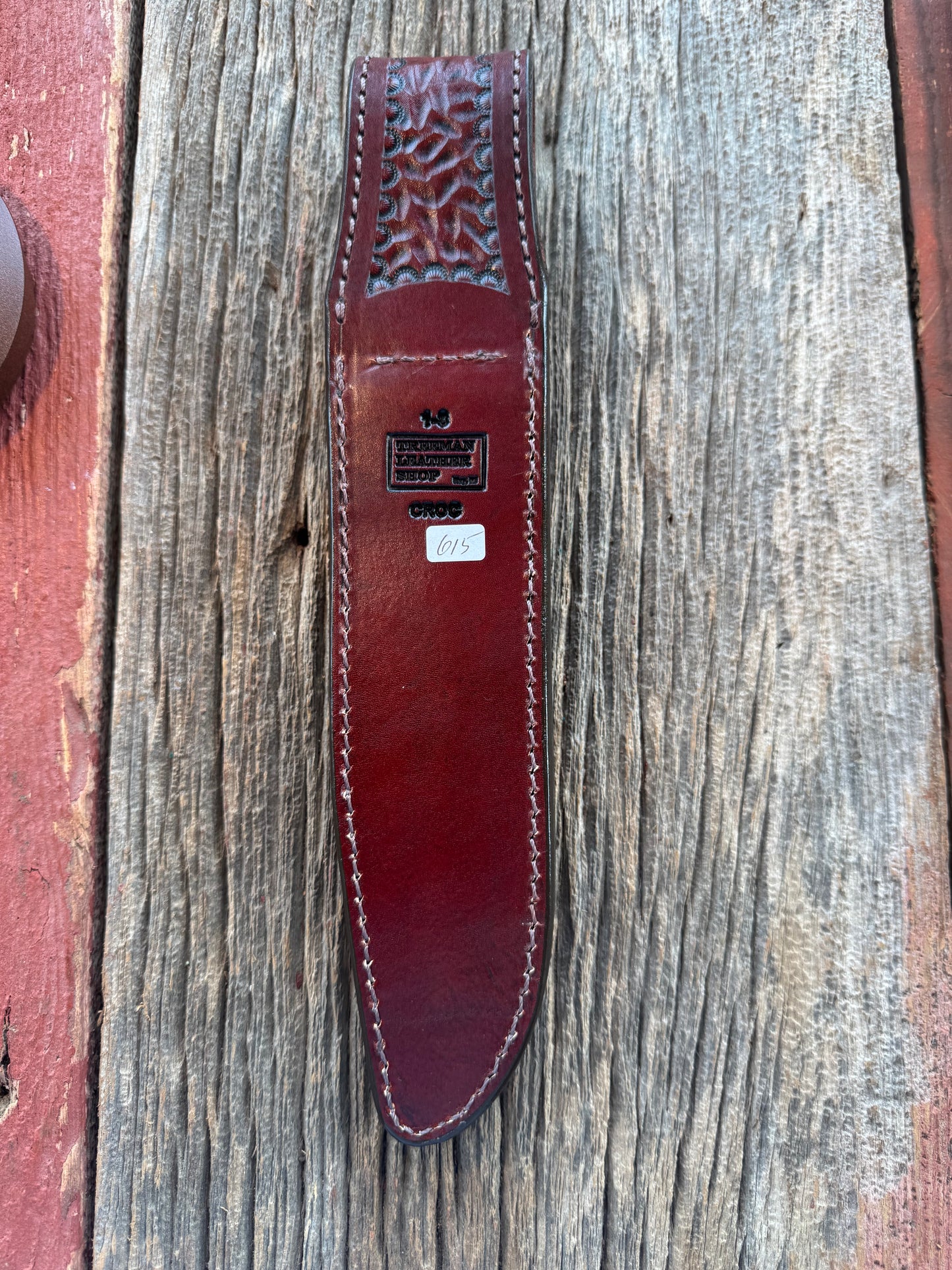 Randall Model 1-8 Sheath in Exotic Brown Hornback Crocodile tail from Treeman.