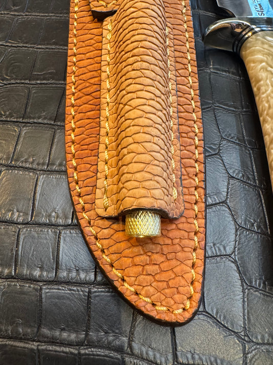 Randall Model Stanaback Special Sheath Straight Hilt and Sharpening Rod in Exotic Beaver Tail by Treeman. (Sheath only)