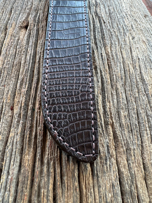 Randall Model 10-7 Fisherman Exotic Sheath in Dark Brown Caiman by Treeman.