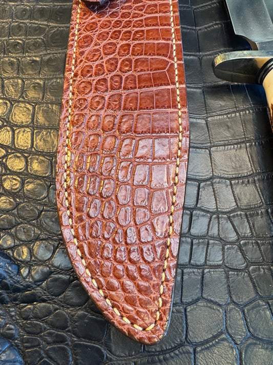 Randall Model 12-9/14 Grind Sheath in Exotic Brown Crocodile by Treeman. (Sheath only)