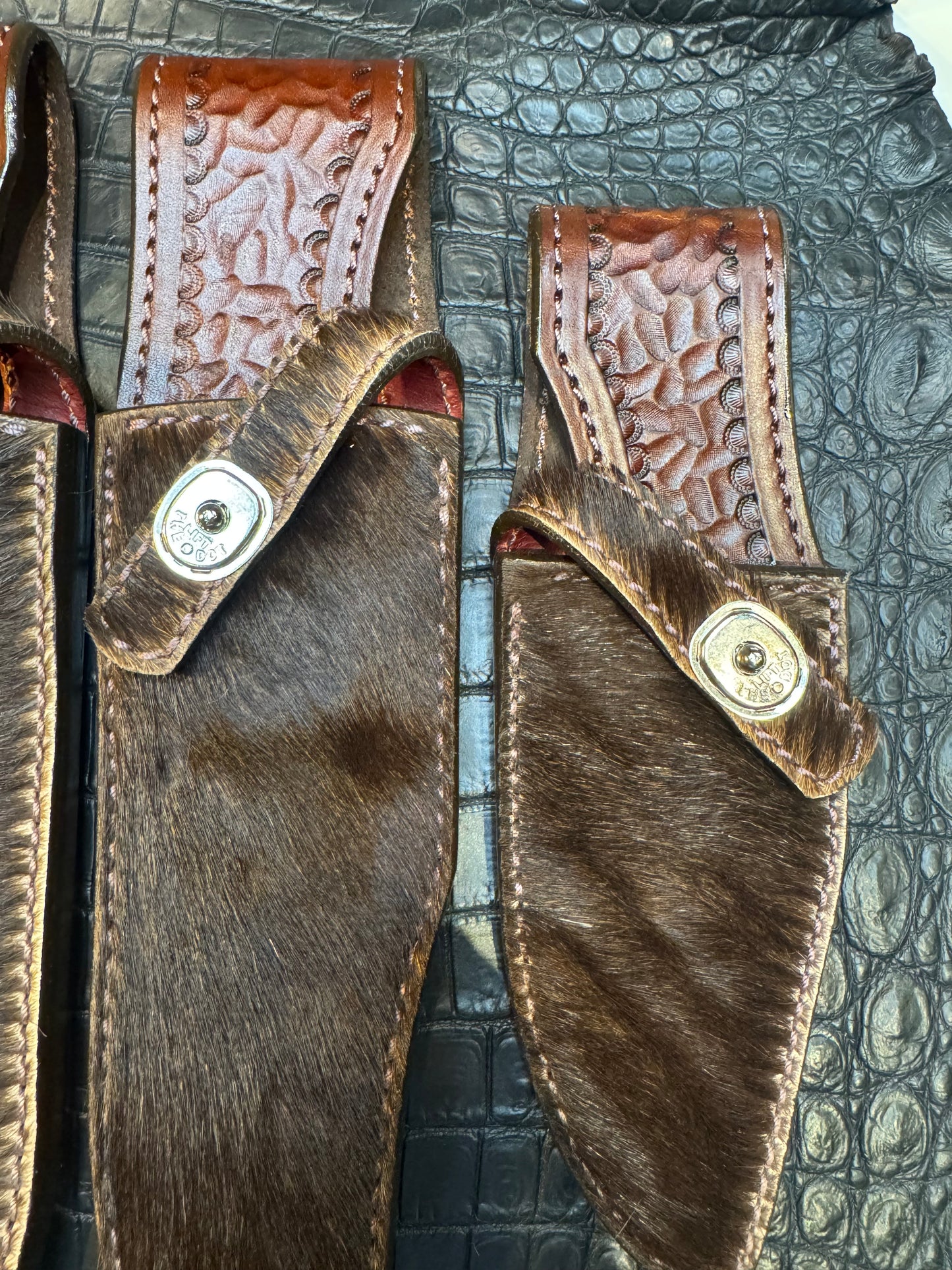 Limited Edition Set of Four Sheath’s. A Randall Model 12-11, Model 12-9, Model 12-8, Model 19-5. All in Exotic African Sable Fur. Limited to just 9 sets this being #6 of 9 by Treeman.