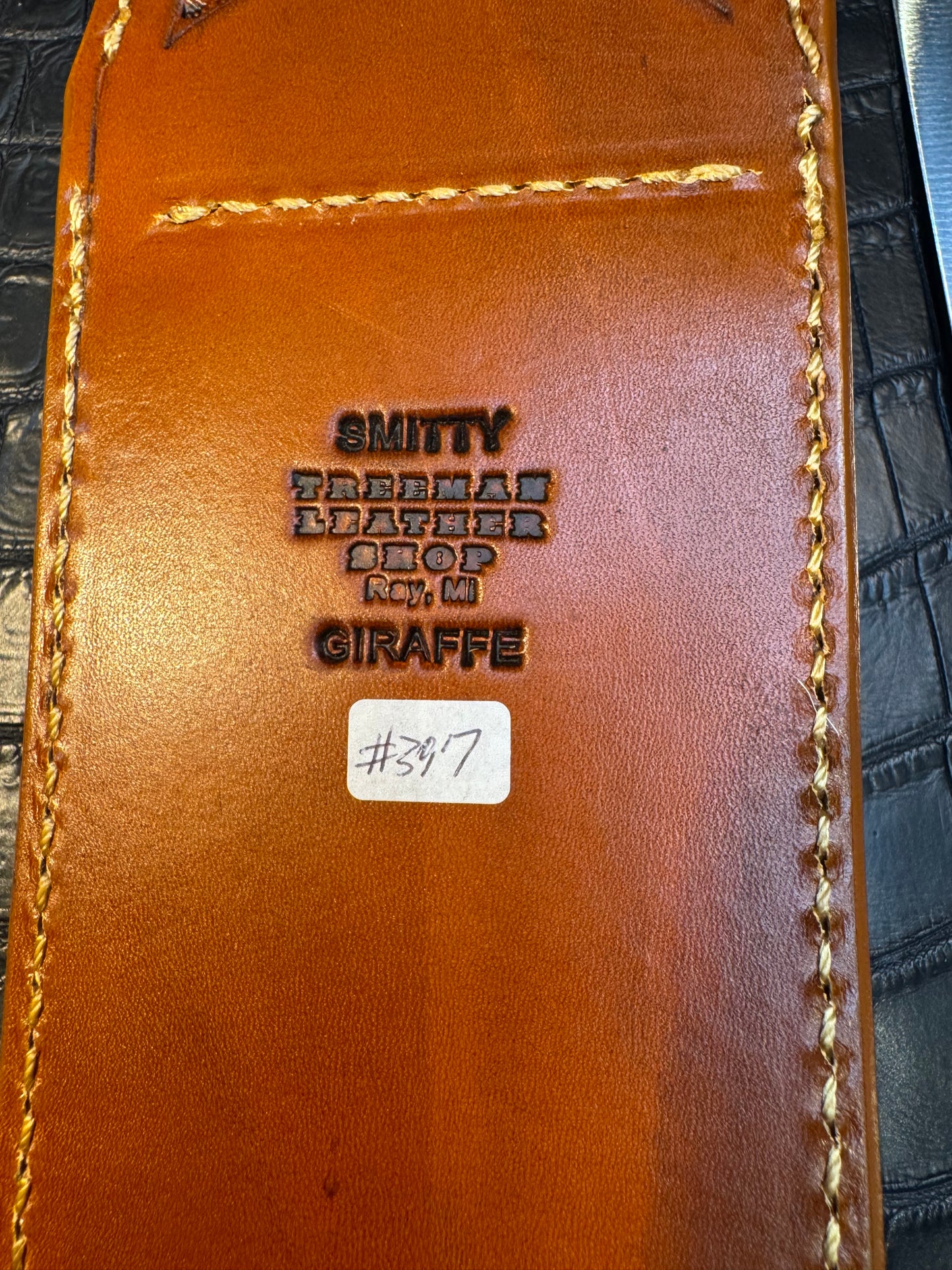 Randall Model Smithsonian “Smitty”Sheath in Exotic Giraffe Hide from Treeman. Sheath only