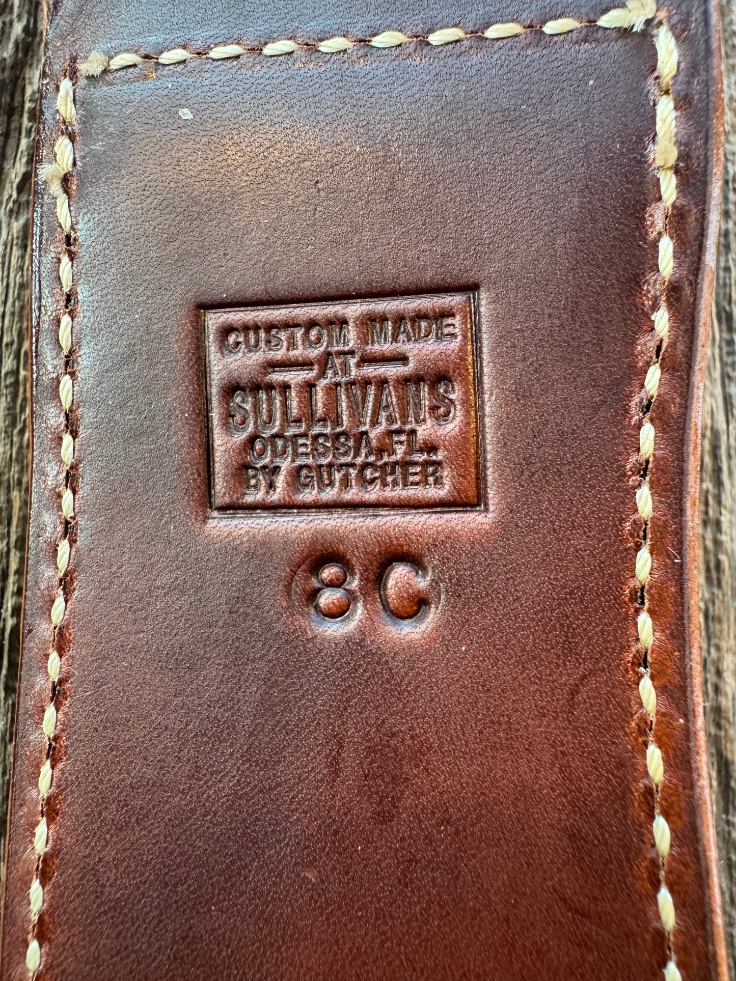 New Randall Sullivans by Gutcher Leather Knife Sheath for a Dealer Special Model 12-8C Small Sasquatch with Sharpening Stone.