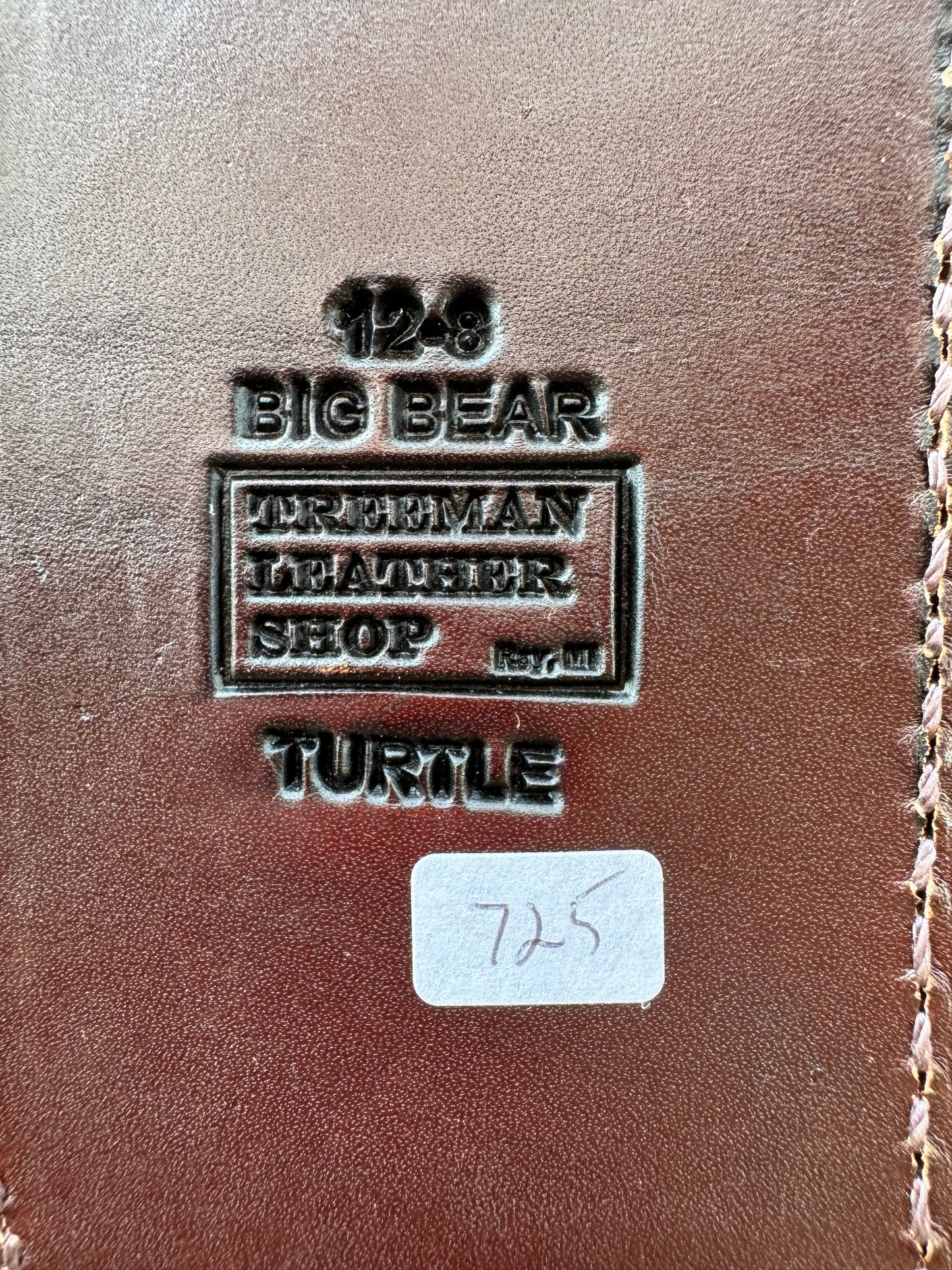 Randall Model 12-8 “Big Bear” Sheath in Exotic Rust Snapping Turtle by Treeman. Spiked Dragon tail portion of the turtle.