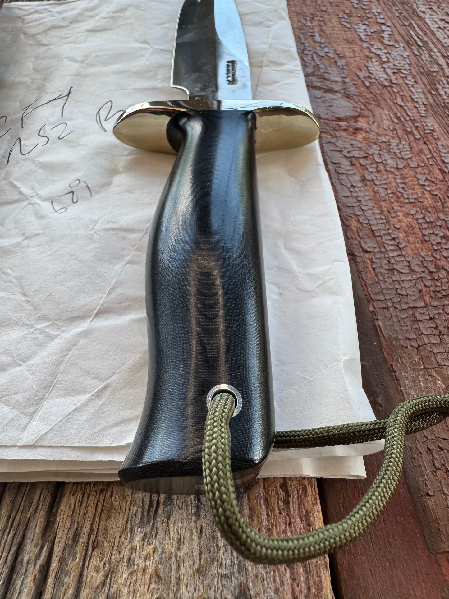 New in Paper Randall Knife Model Combat Companion Black Micarta Handle Stainless Steel, NSH , Lanyard, Nickel Silver Double Hilt.